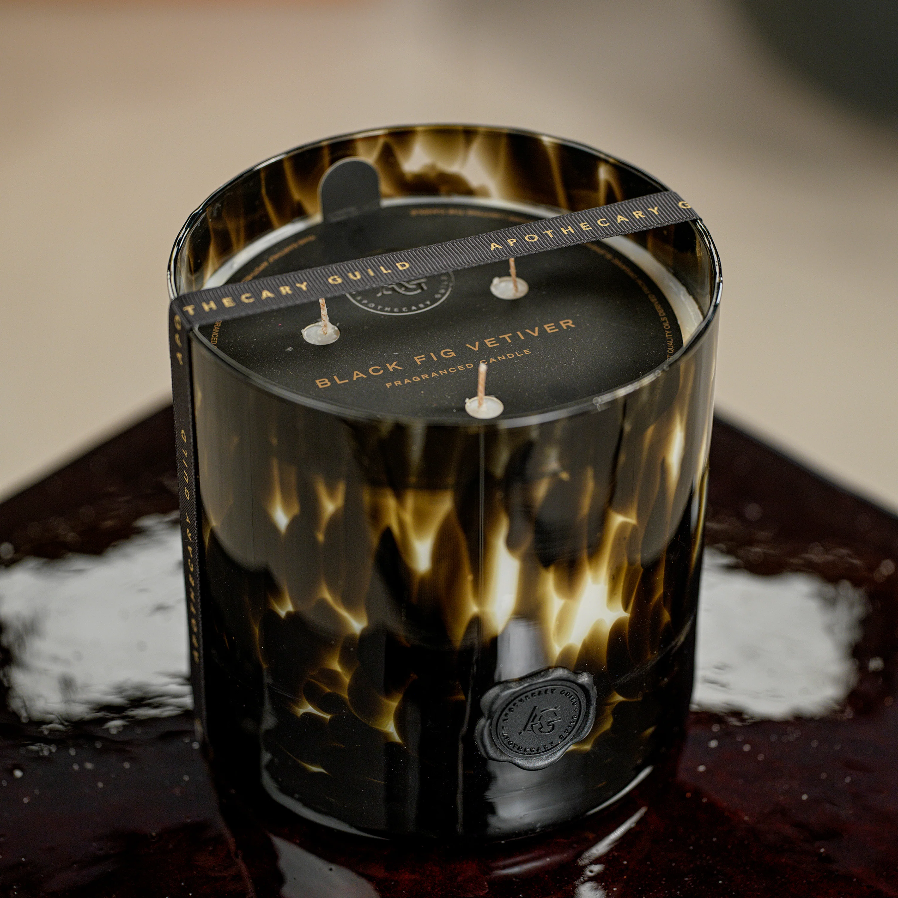 Apothecary Guild Opal Glass Three-Wick Candle, Black Fig Vetiver - Image 3
