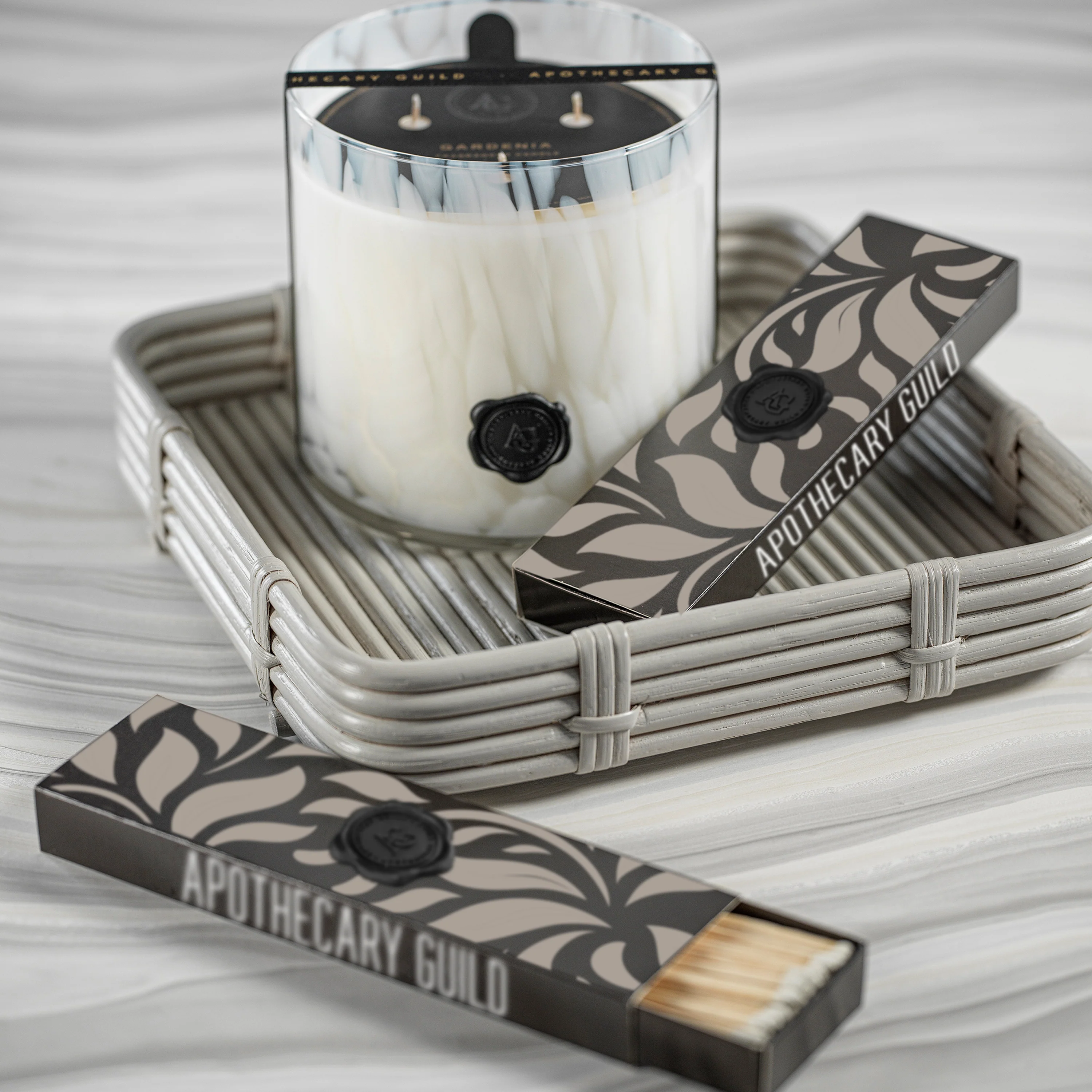 Apothecary Guild Opal Glass Three-Wick Candle, Gardenia - Image 2