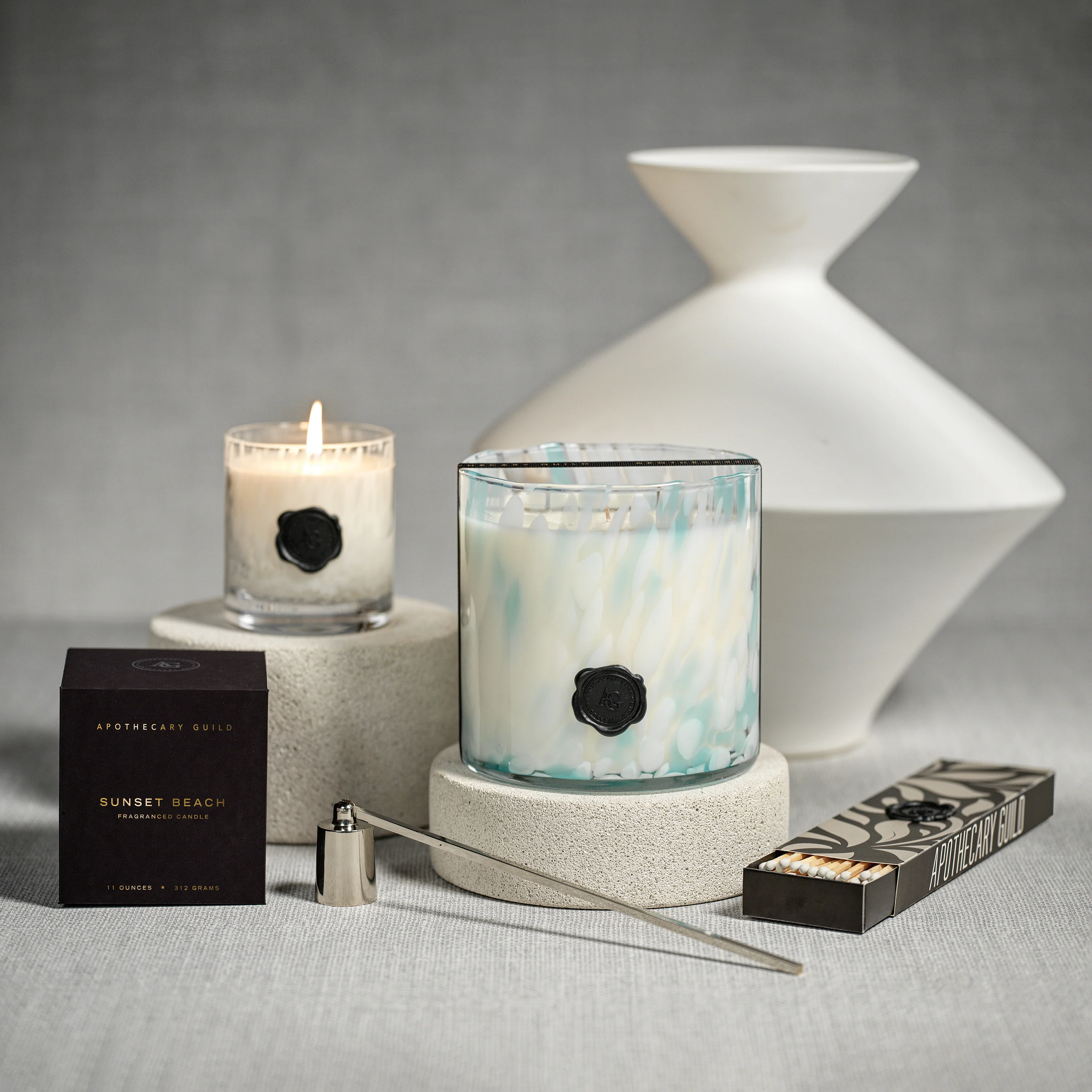 Apothecary Guild Opal Glass Three-Wick Candle, Sunset Beach - Image 4