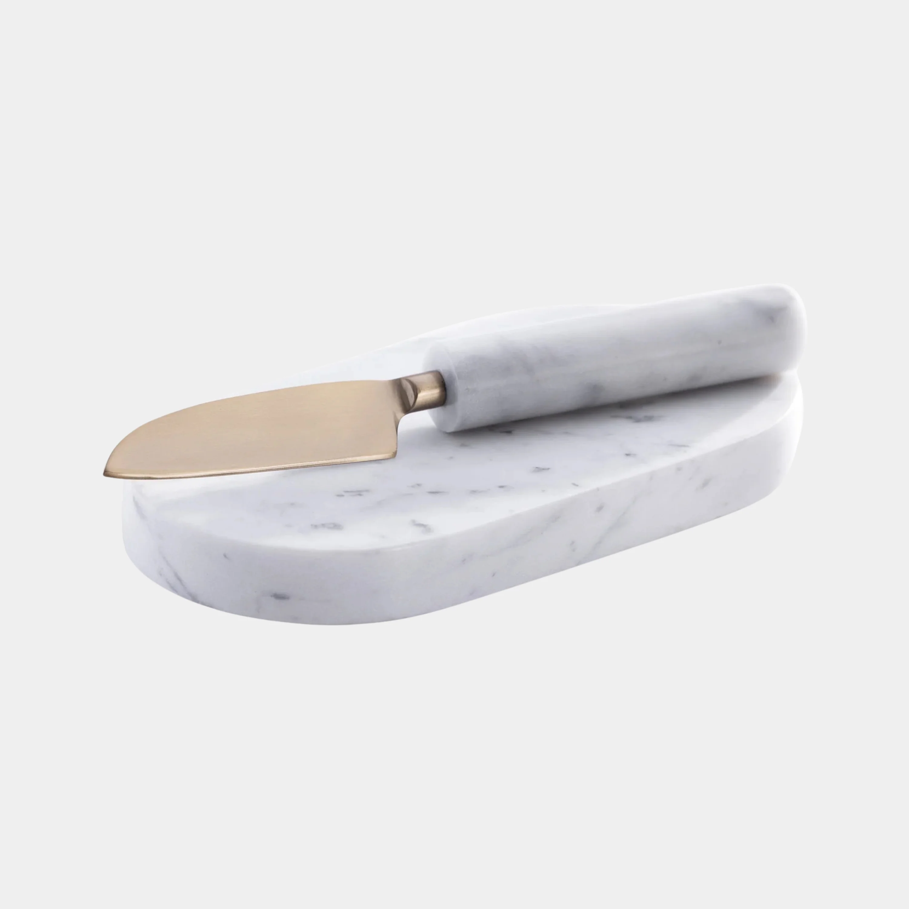 Marble Cutting Board with Cutting Knife - White - Image 2