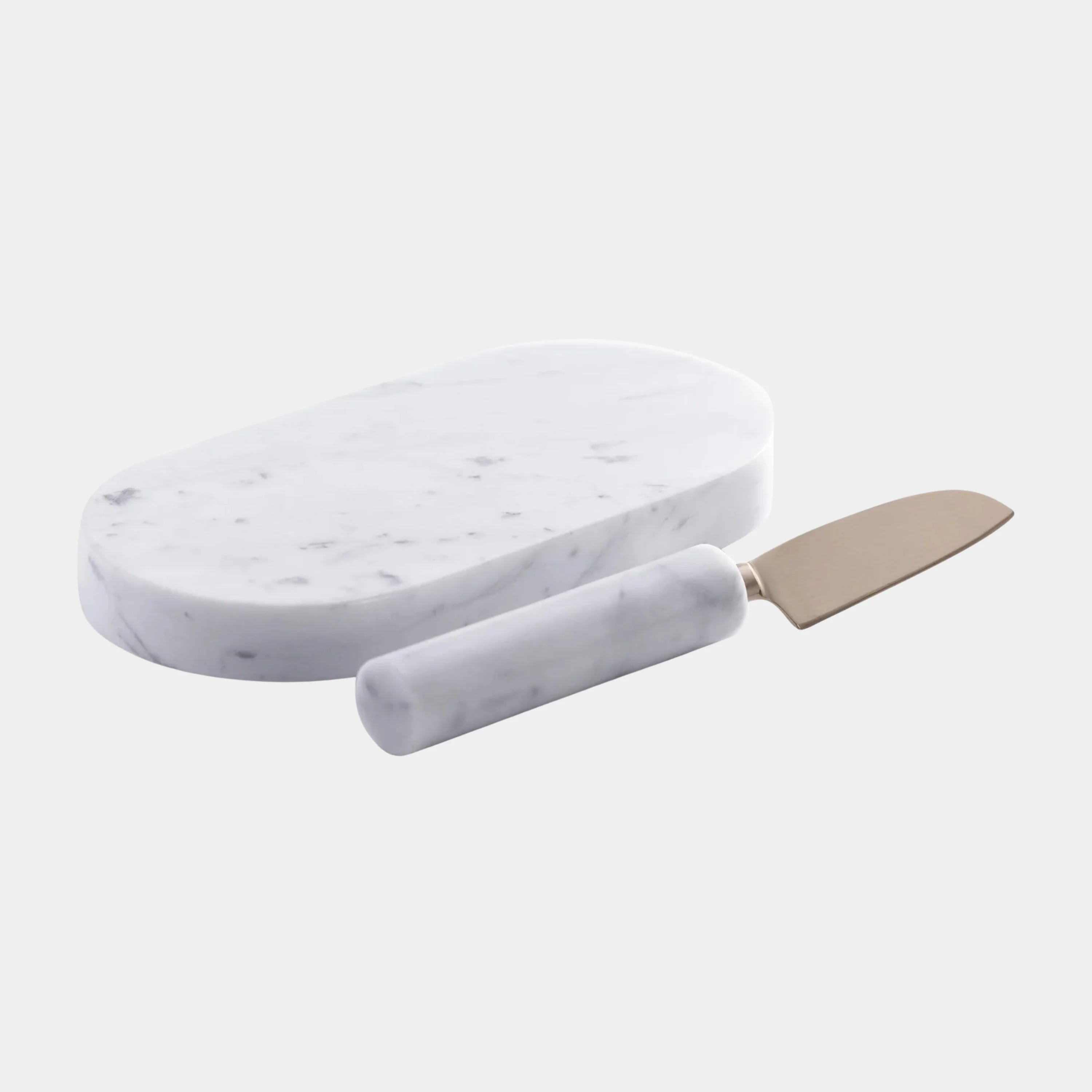 Marble Cutting Board with Cutting Knife - White - Image 3