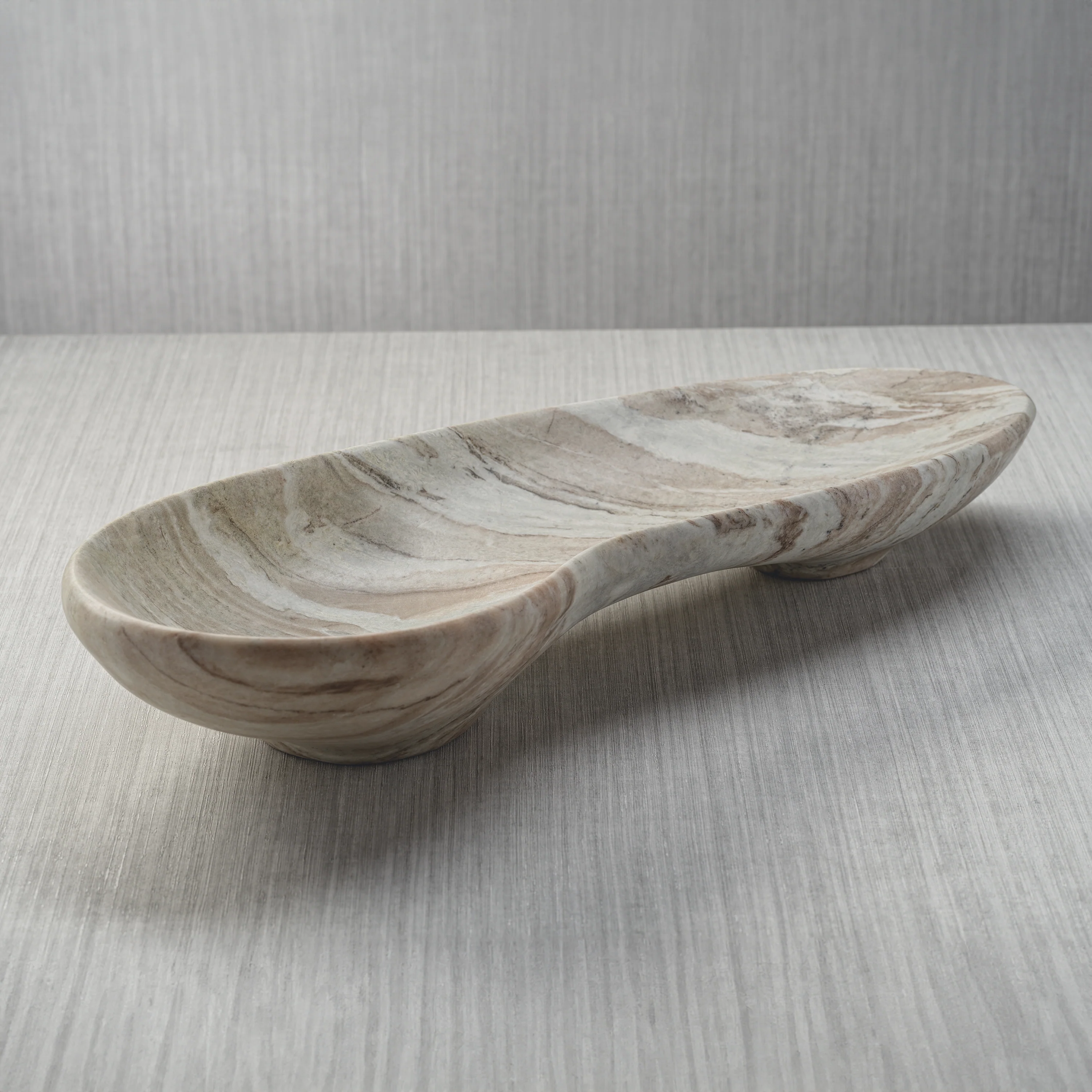 Arabescato Large Organic Shape Marble Bowl - Image 5