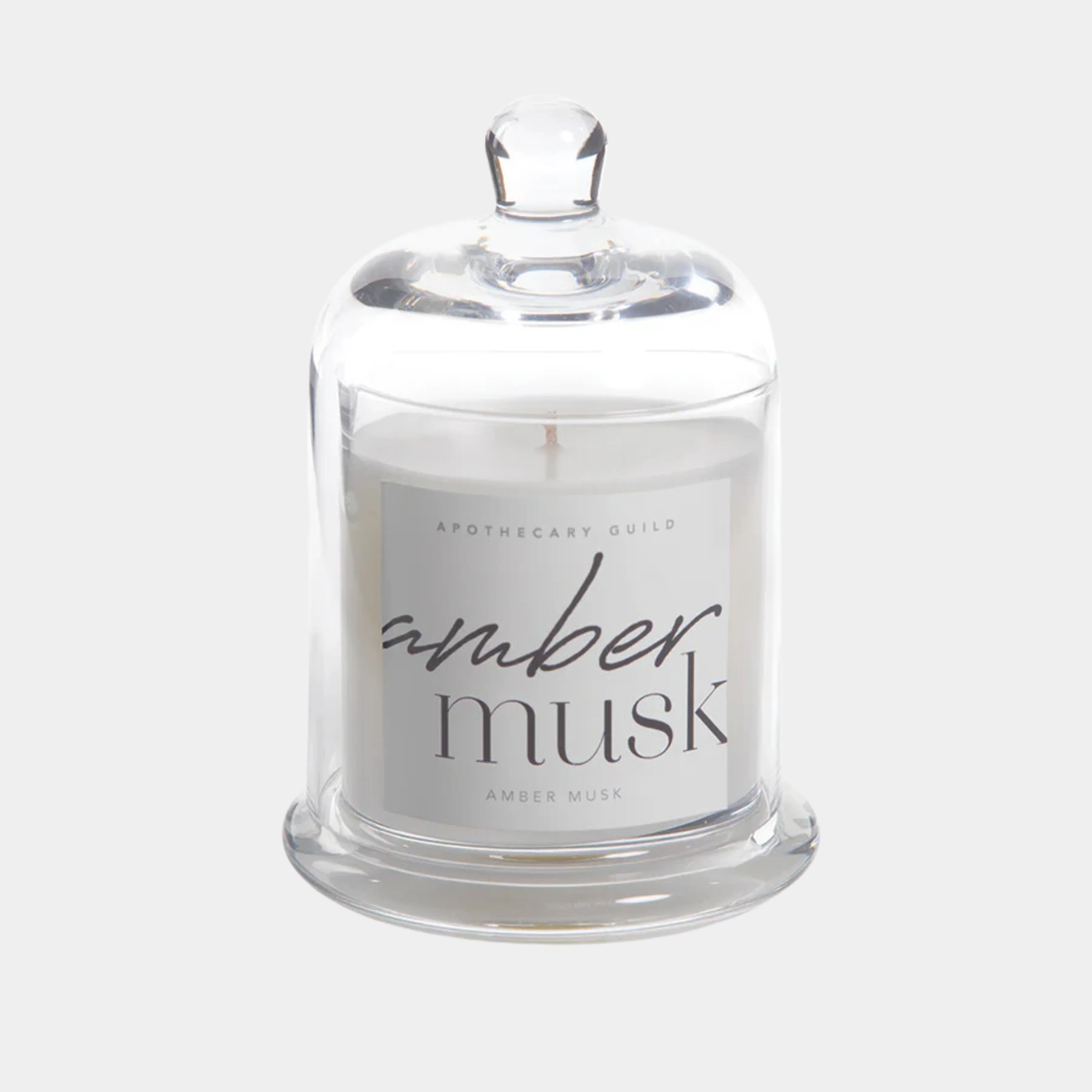 Amber Musk Scented Candle Jar with Glass Dome