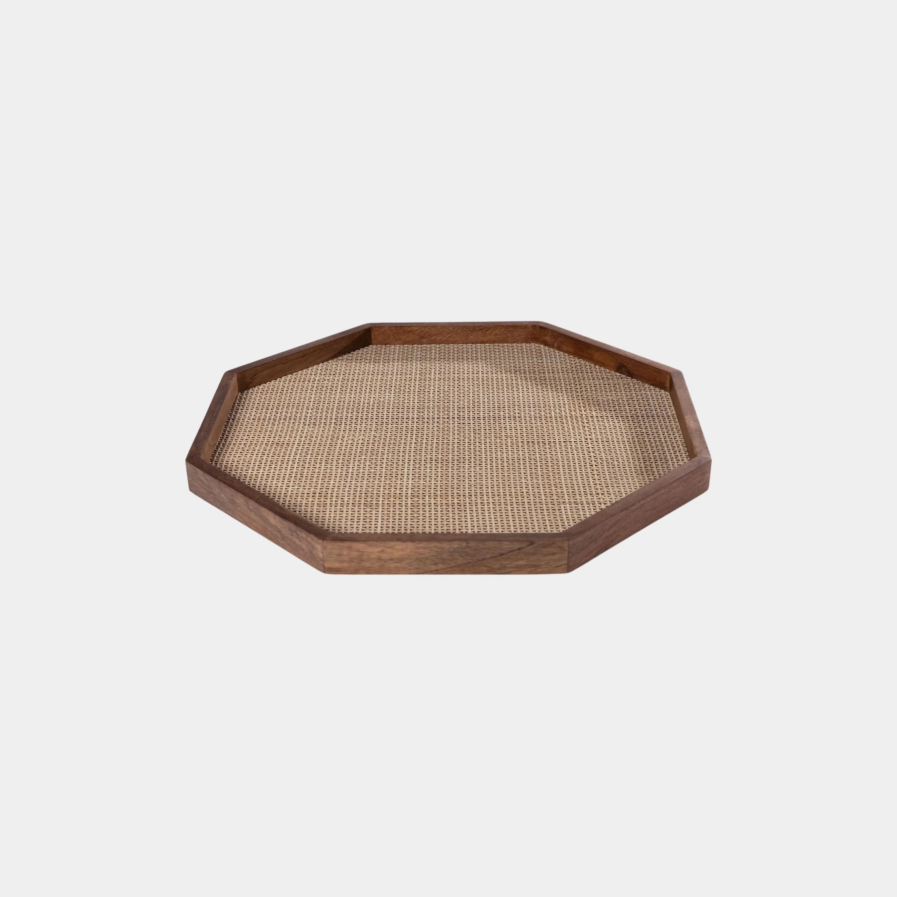 Banyan Mango Wood w/ Rattan Inlay Octagonal Tray - Image 4