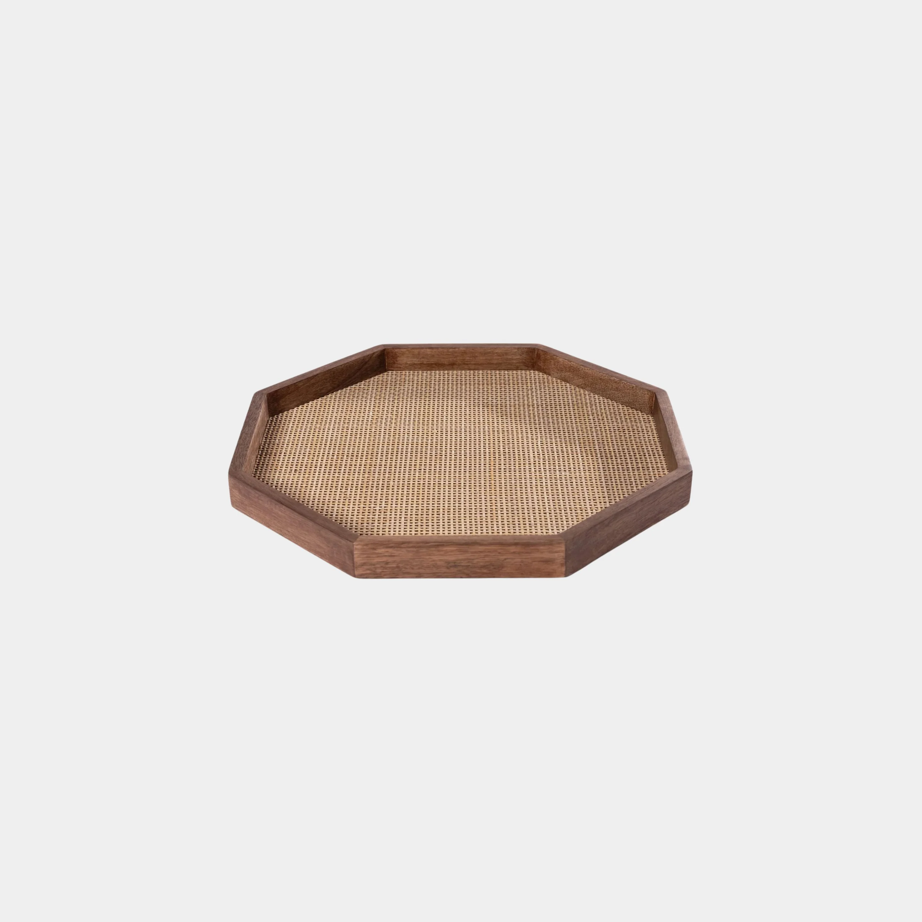 Banyan Mango Wood w/ Rattan Inlay Octagonal Tray - Image 5
