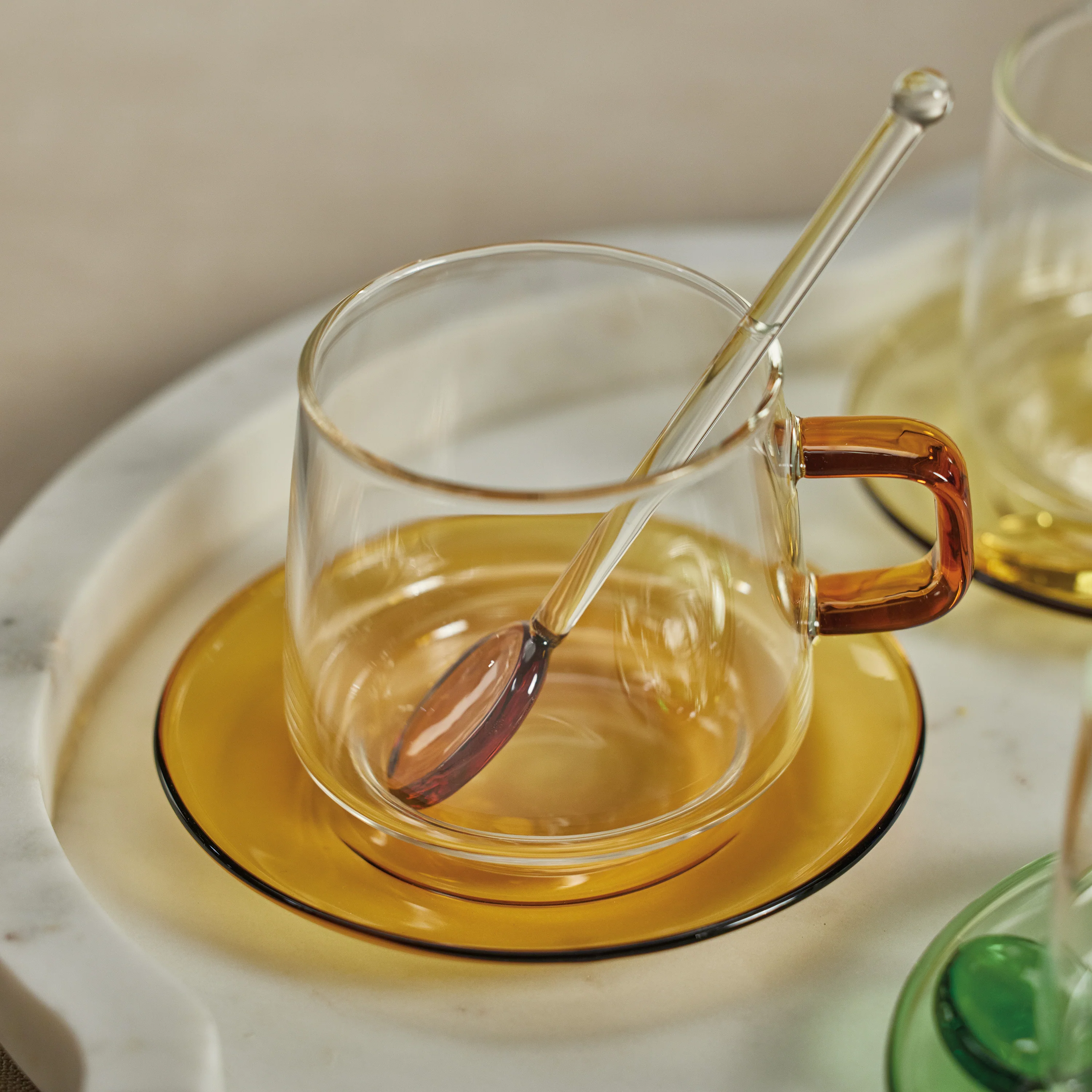Baglioni Glass Tea and Coffee Cups with Saucers (Set of 4) - Image 3