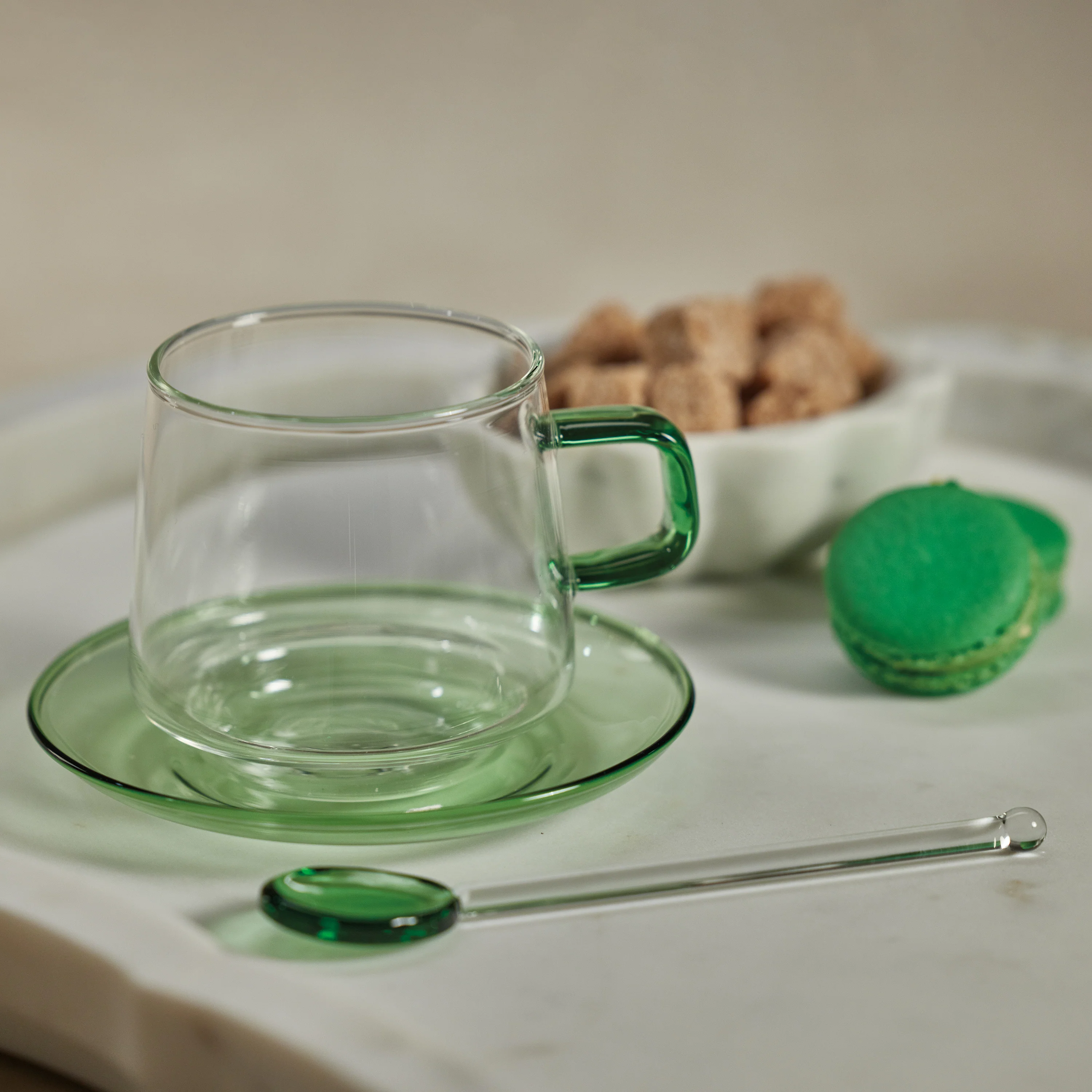 Baglioni Glass Tea and Coffee Cups with Saucers (Set of 4) - Image 3
