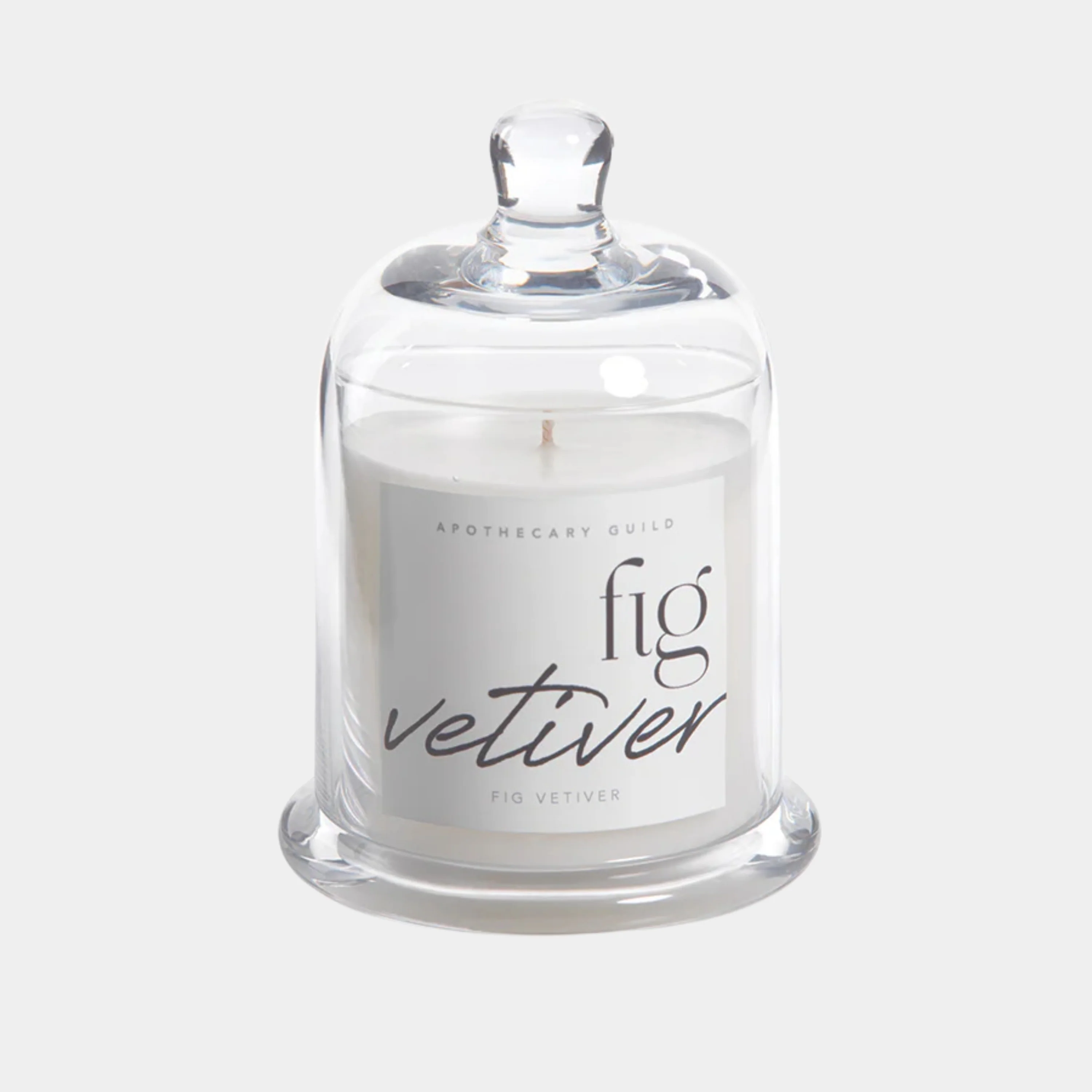 Black Fig Vetiver Scented Candle Jar with Glass Dome