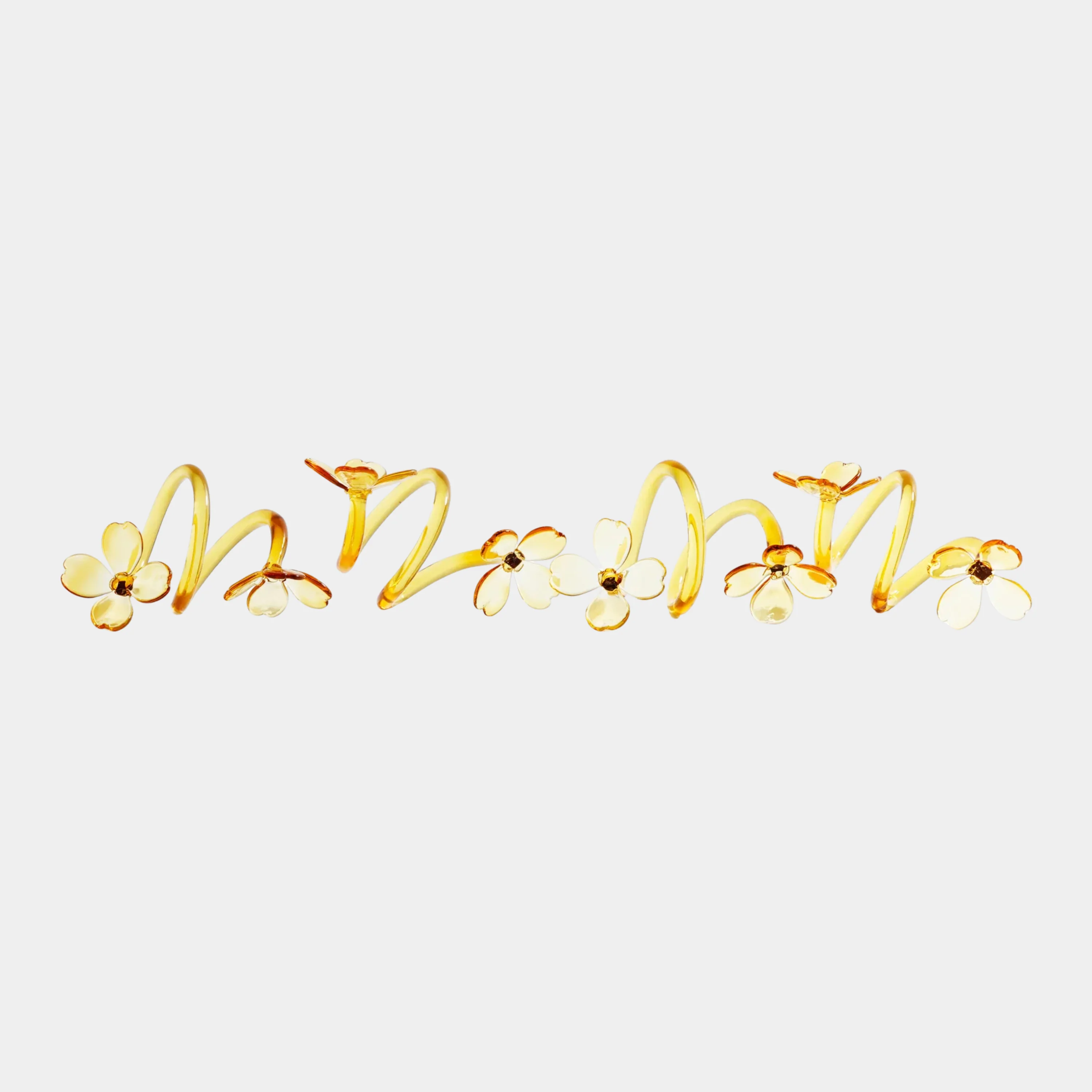 Botanica Set of 4 Glass Flower Napkin Rings in Amber - Image 3