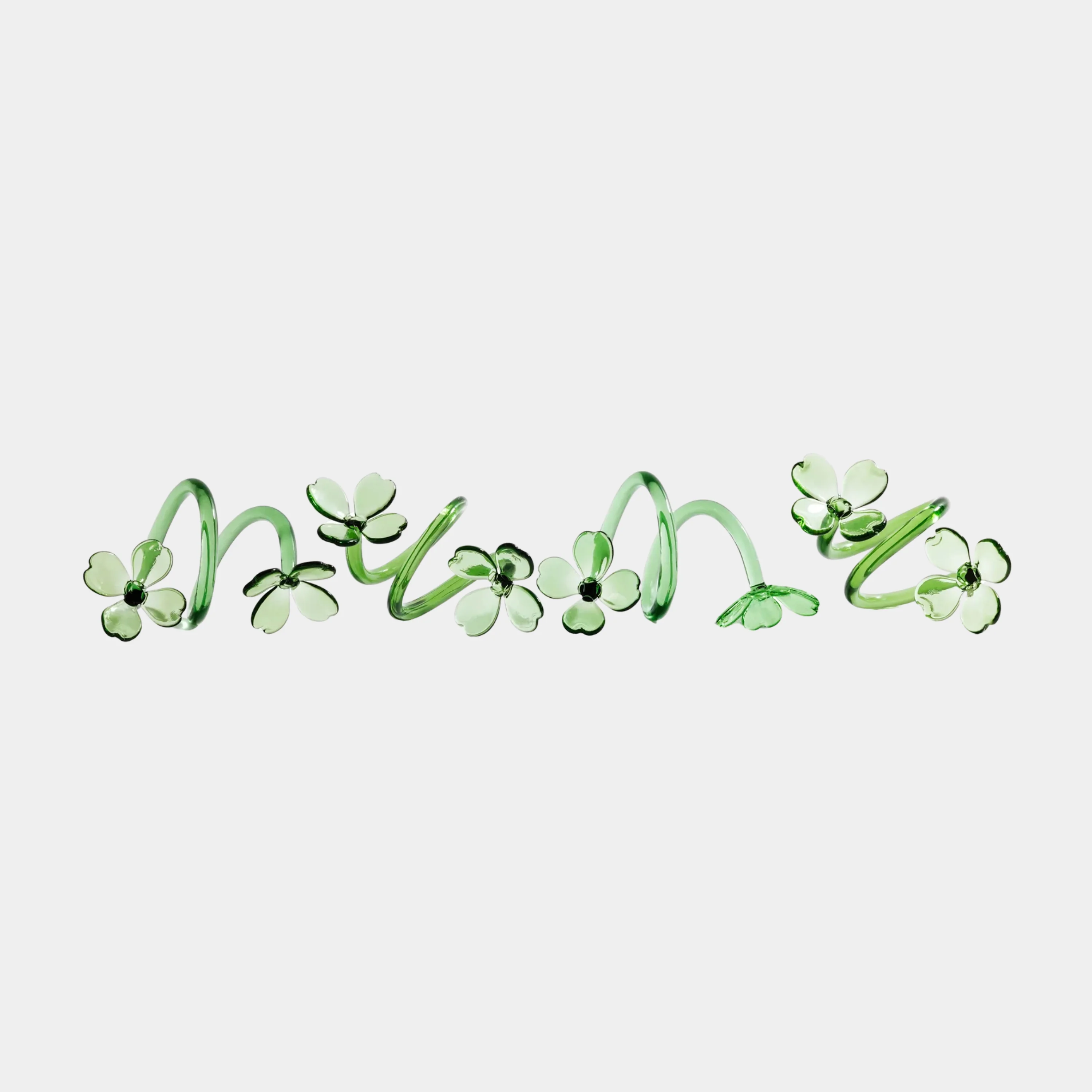 Botanica Glass Flower Napkin Rings (Set of 4 ) in Green - Image 5