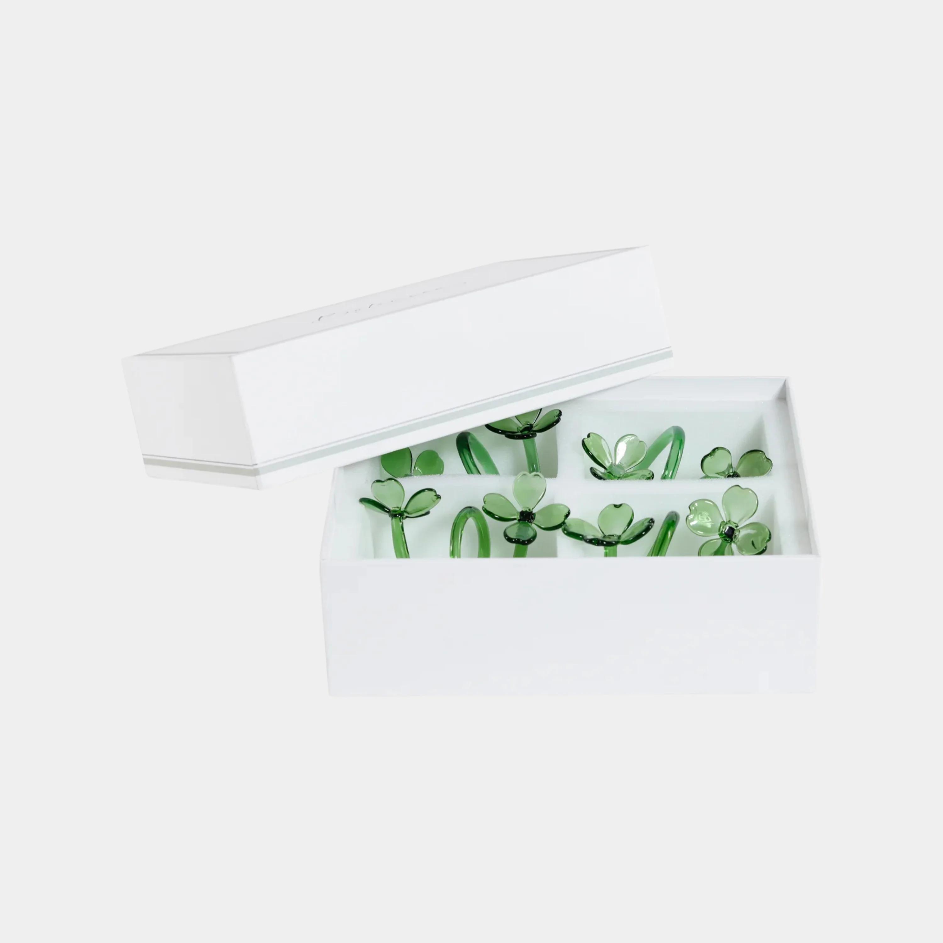Botanica Glass Flower Napkin Rings (Set of 4 ) in Green - Image 6