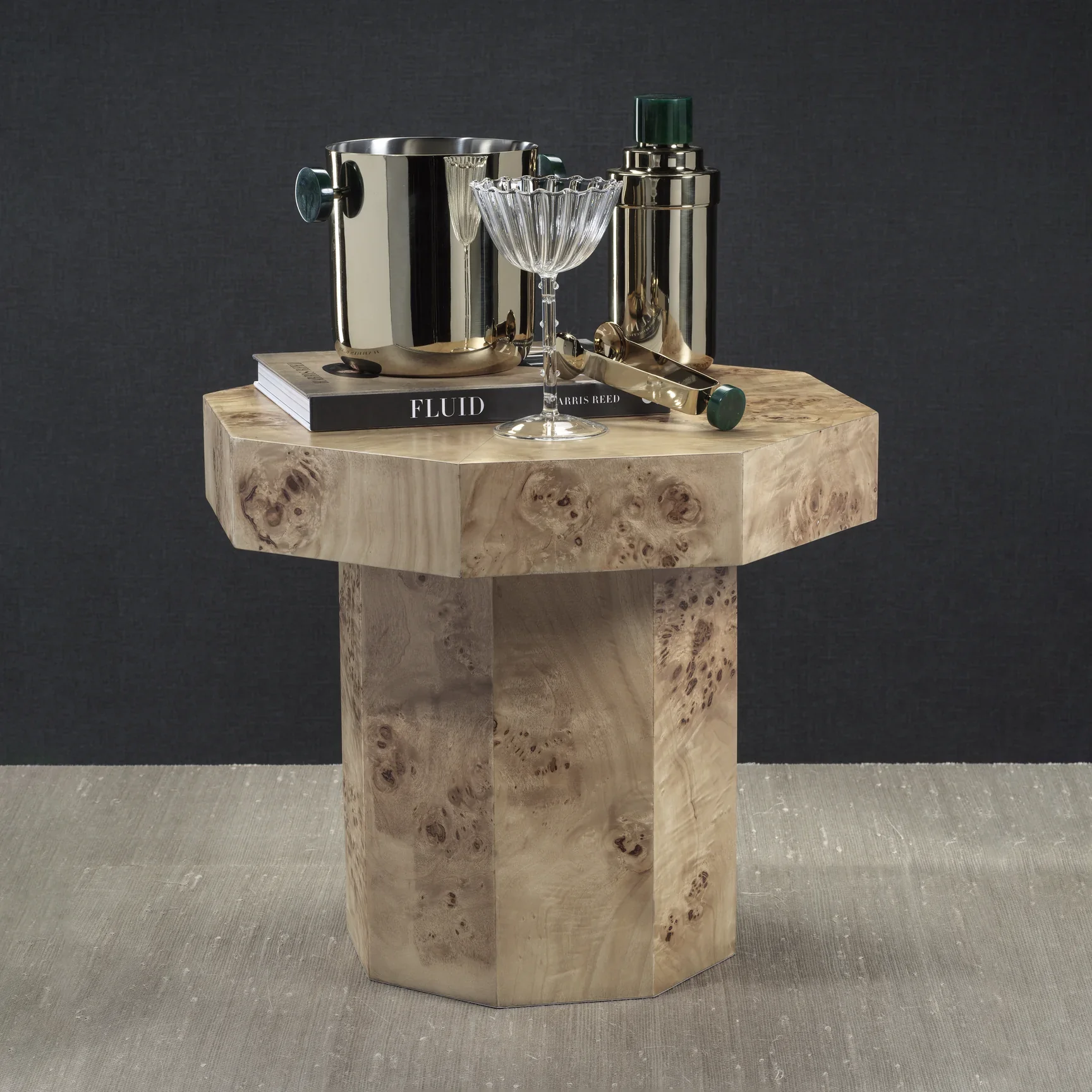 Burl Wood Octagon Side Table, Short - Image 2