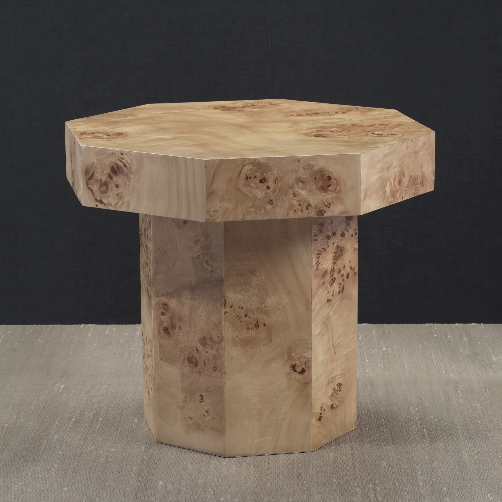 Burl Wood Octagon Side Table, Short - Image 3