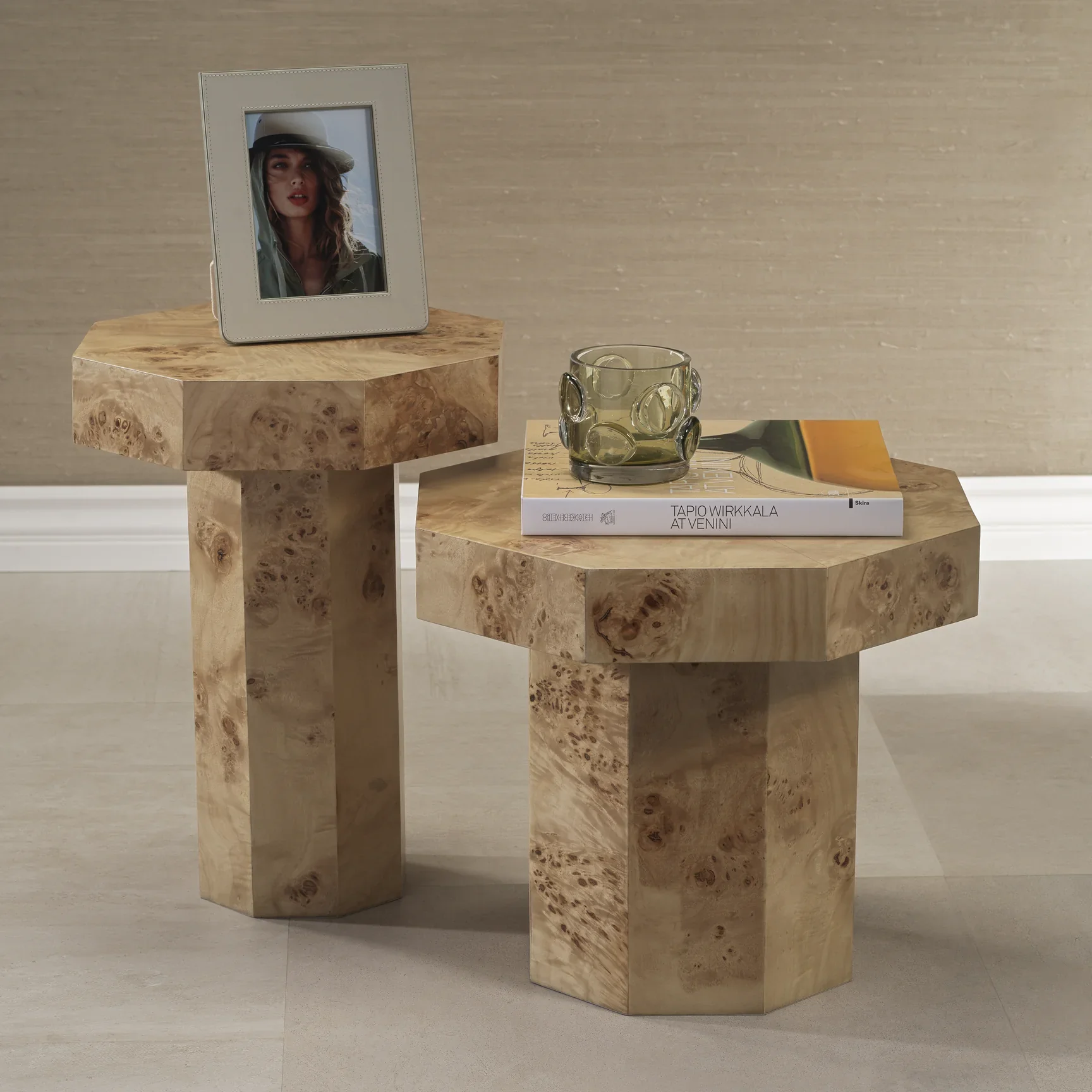 Burl Wood Octagon Side Table, Short - Image 4