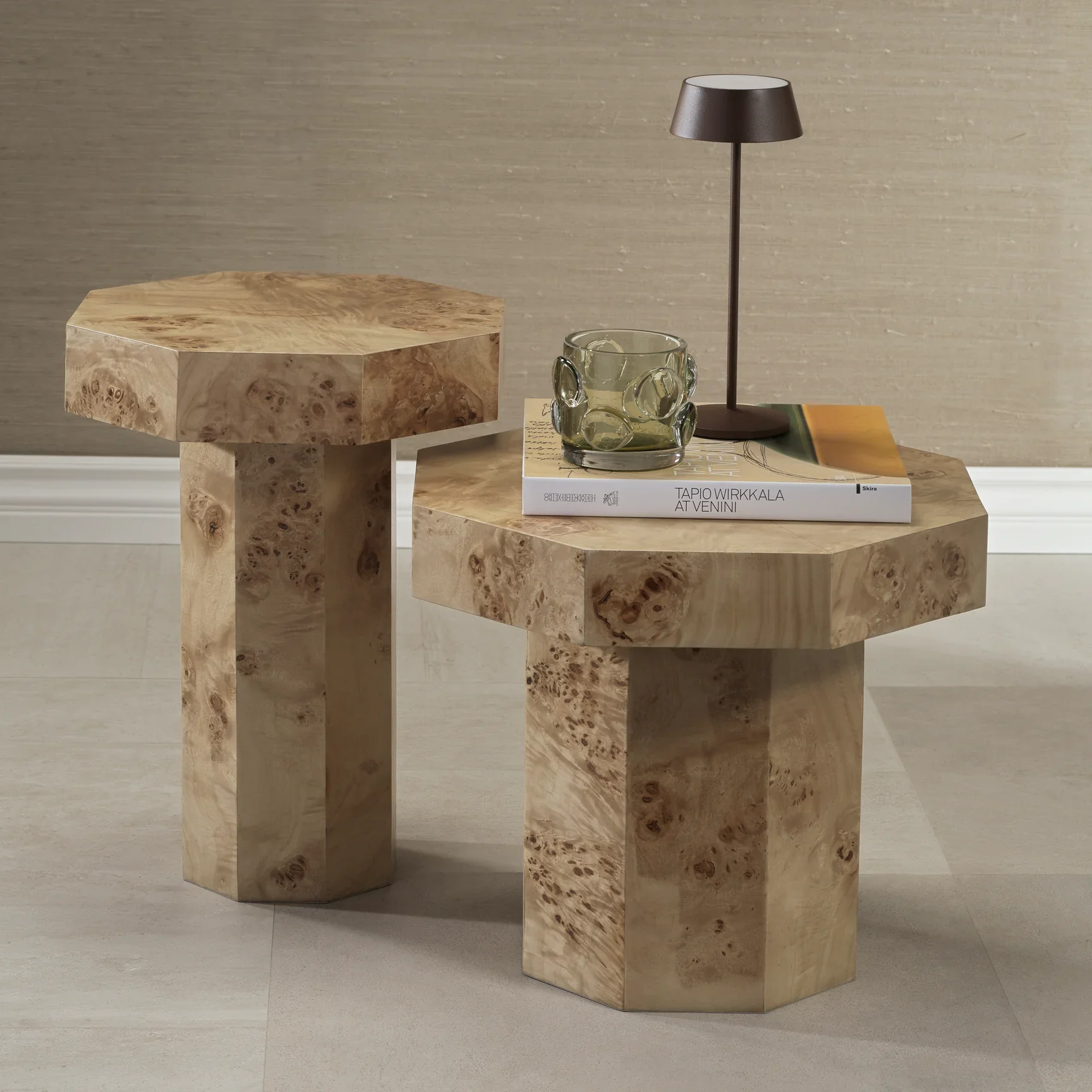 Burl Wood Octagon Side Table, Short - Image 5