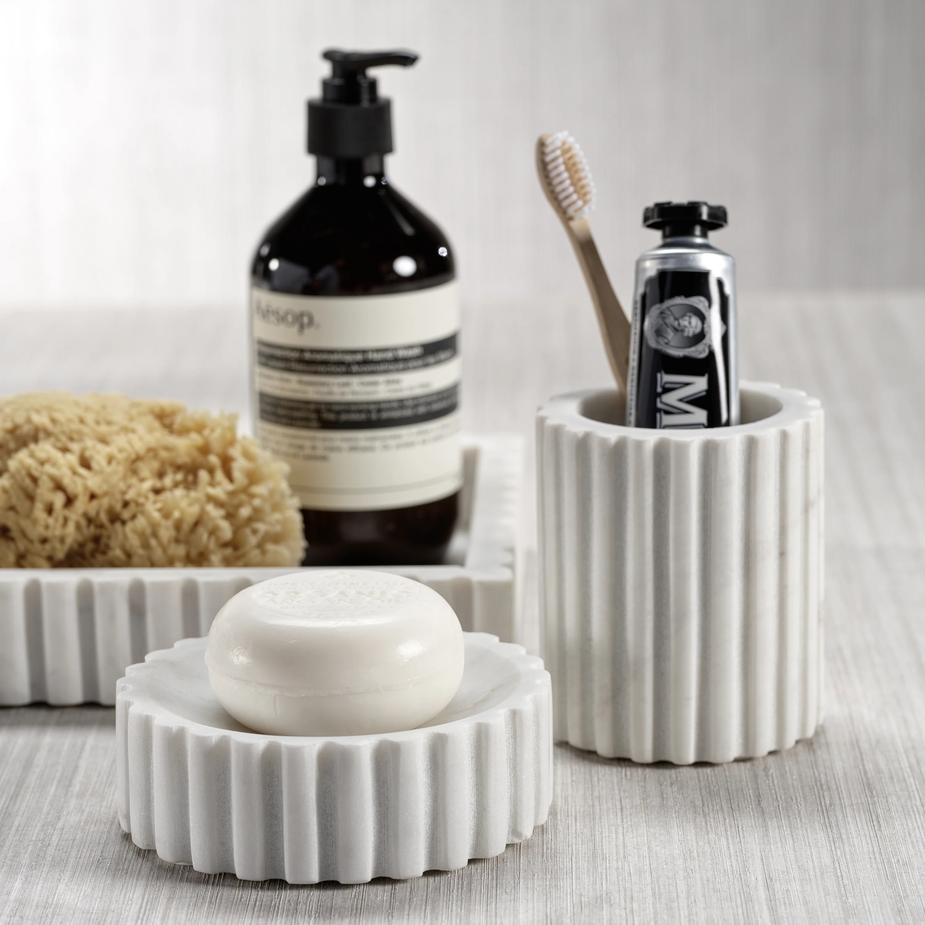 Camogli Fluted Marble Toothbrush Holder