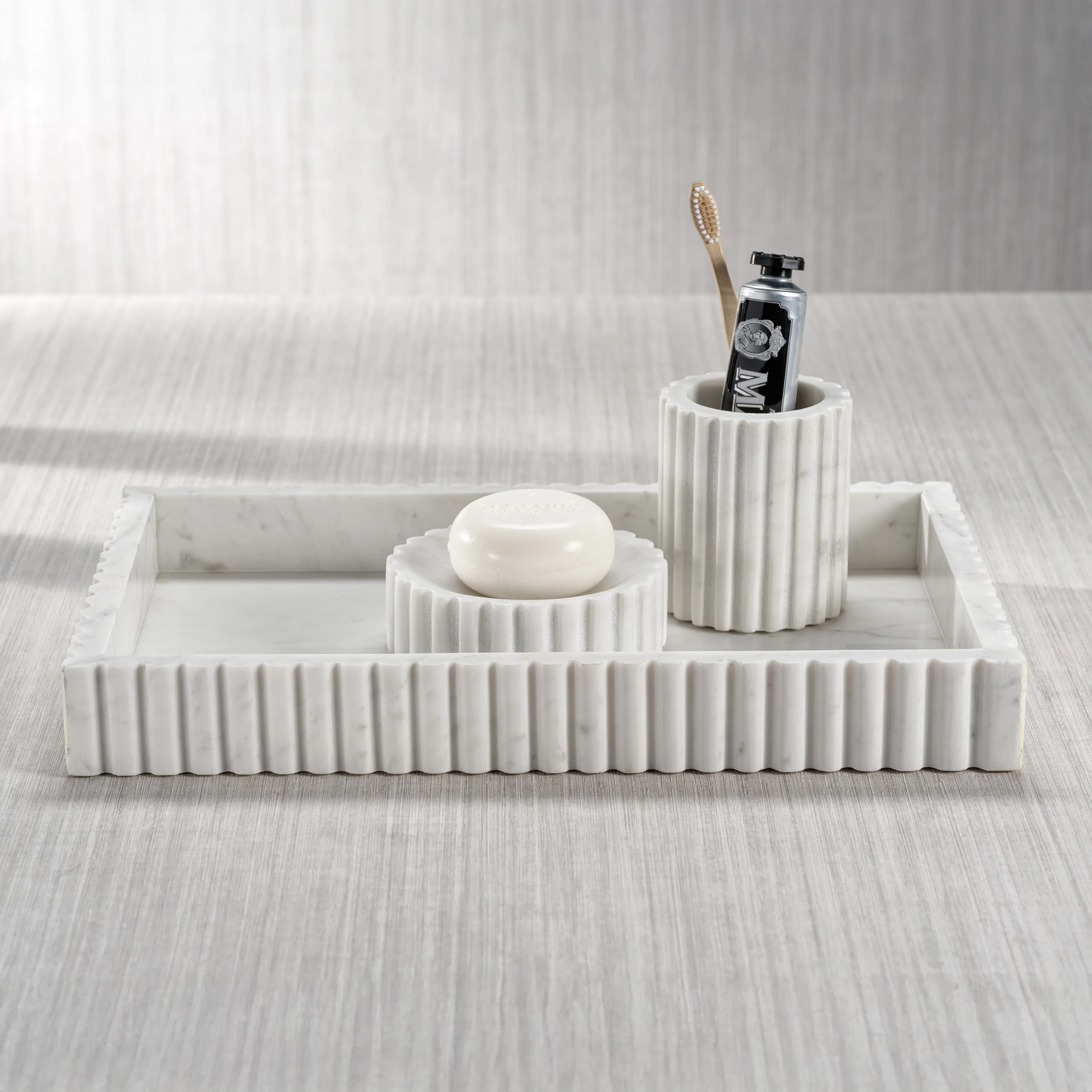Camogli Fluted Marble Toothbrush Holder - Image 3