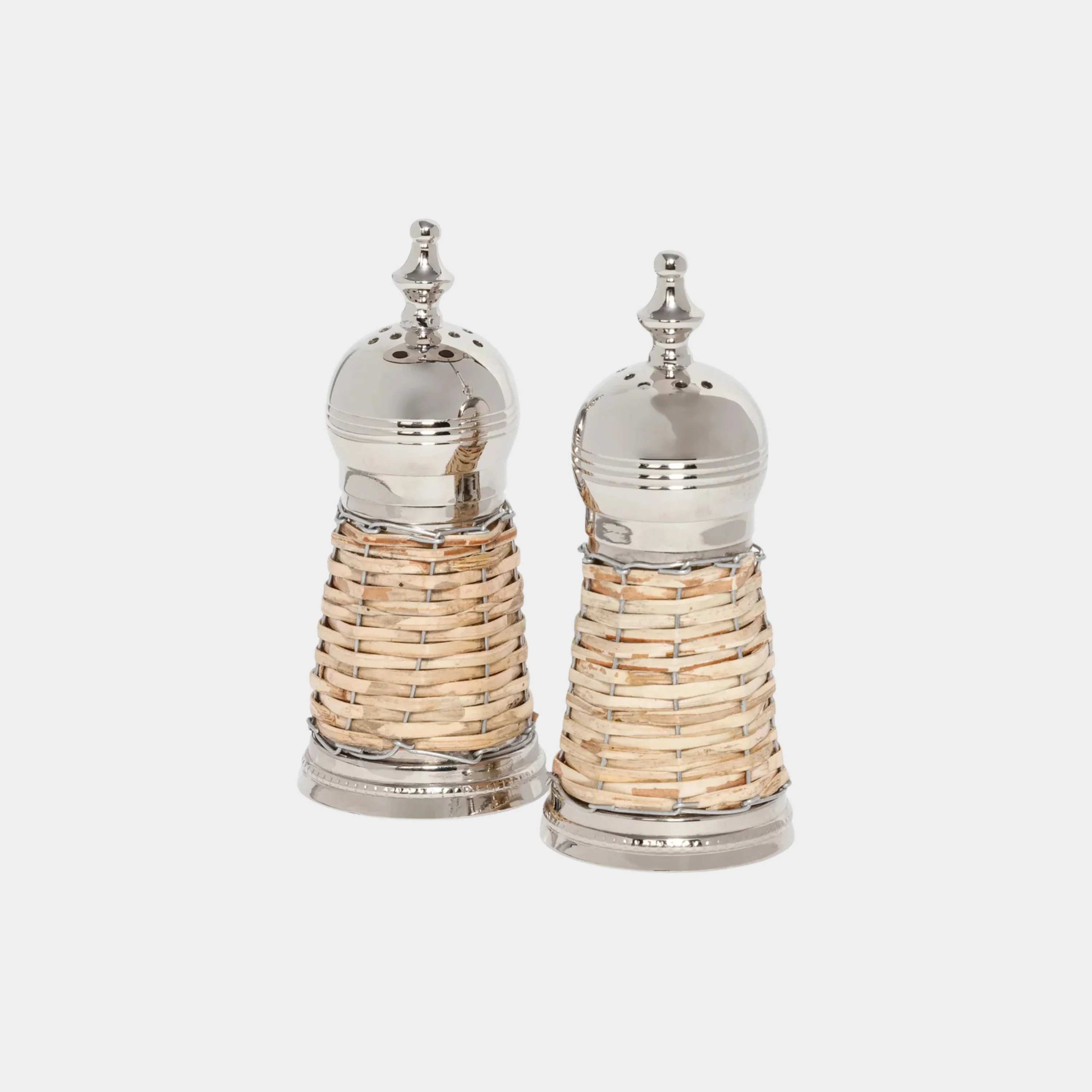 PRE-ORDER Cap Ferrat Rattan Covered Salt & Pepper Shaker Set