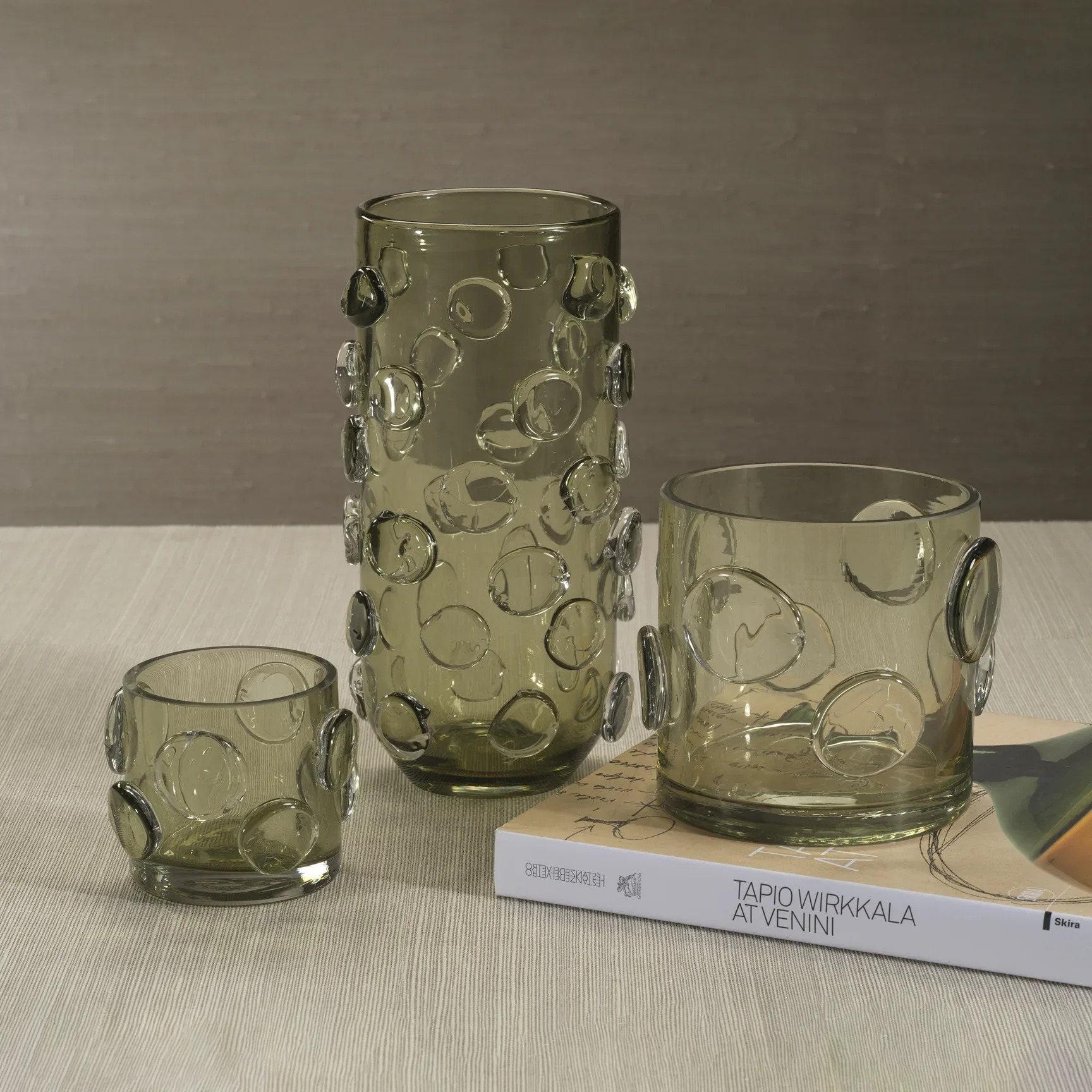 Celeste Olive Green Glass Candle Holder, Small - Image 2