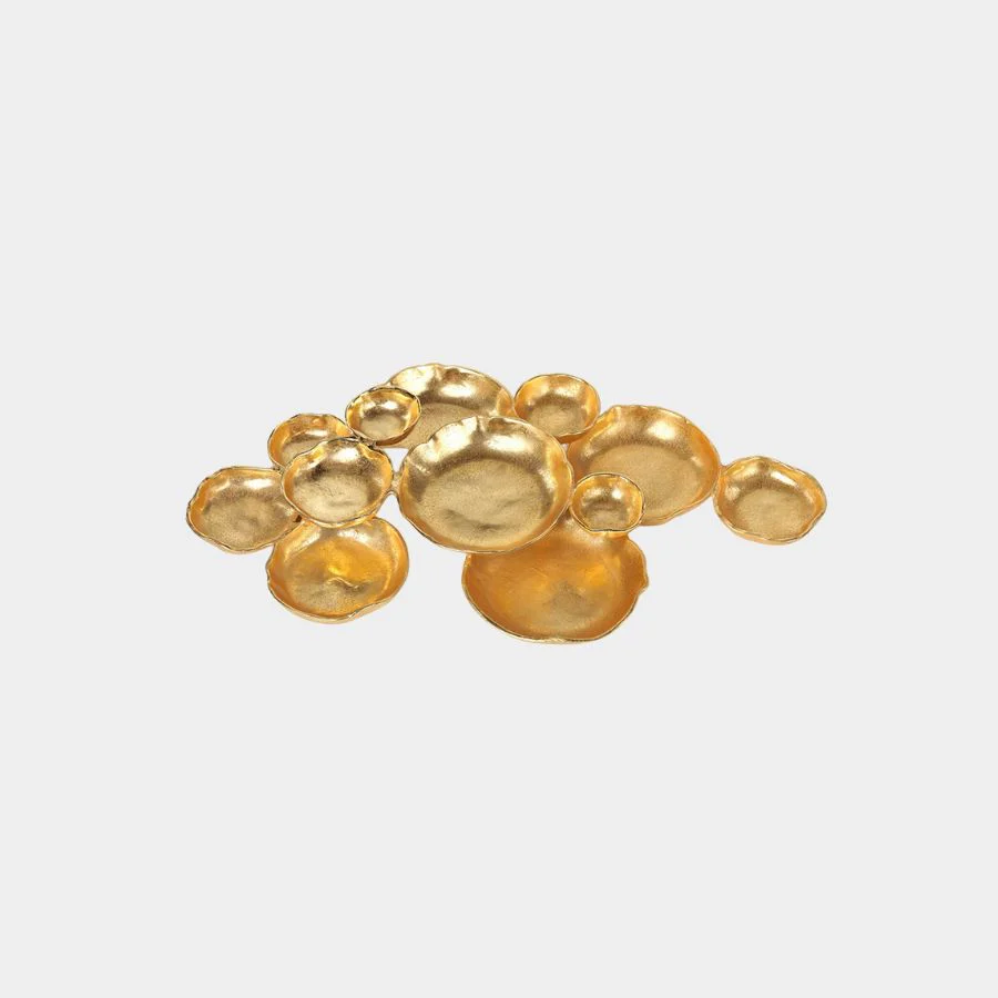Cluster of Twelve Round Serving Bowls - Gold