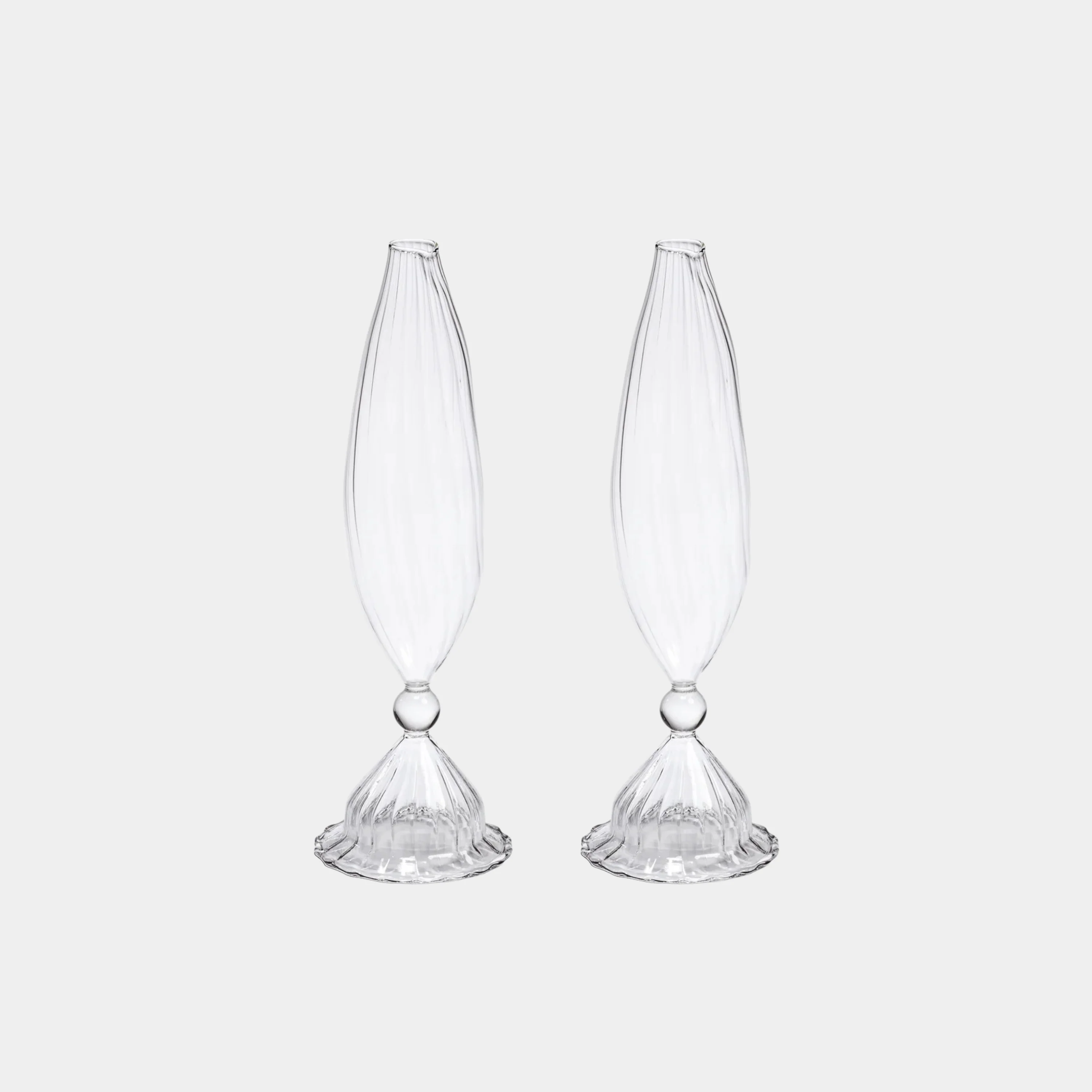 Flo Set Optic Glass Vases -10 inch (Set of 2)
