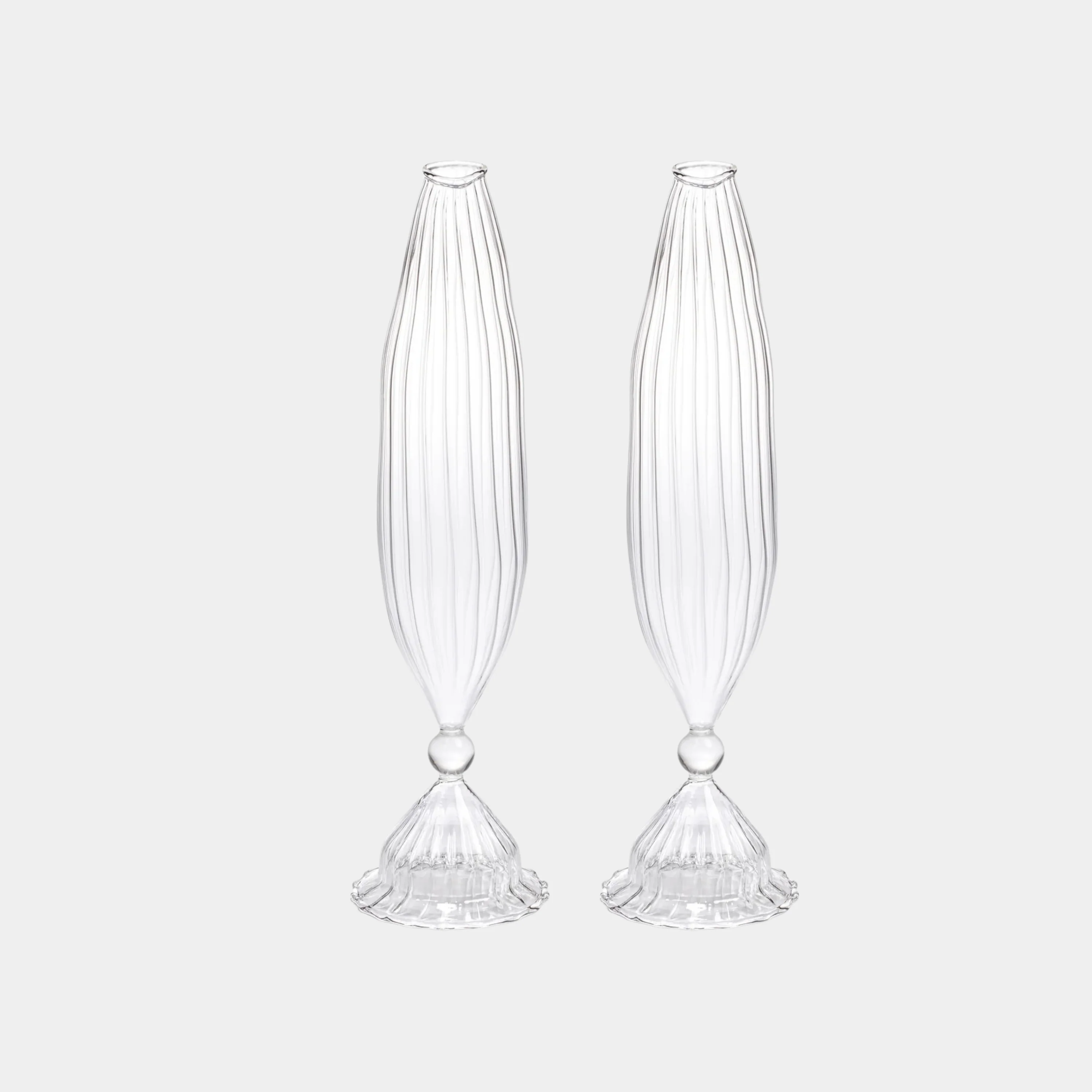 Flo Set Optic Glass Vases -12 inch (Set of 2)