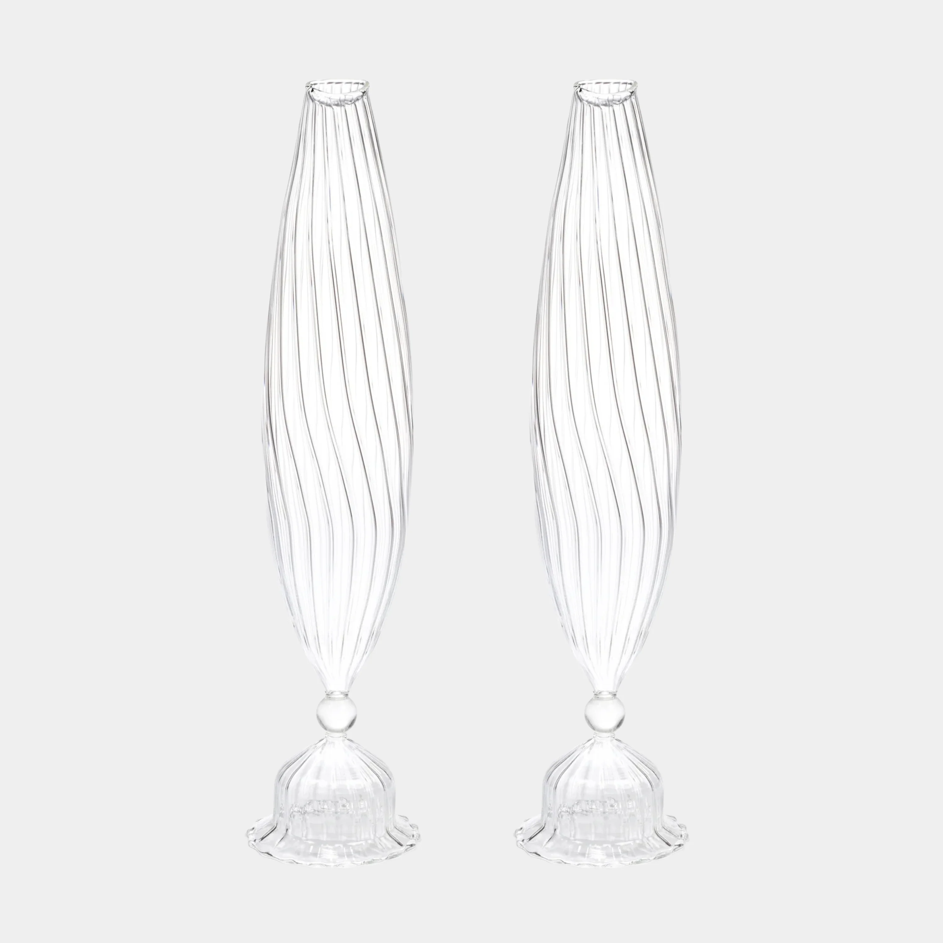 Flo Set Optic Glass Vases -14 inch (Set of 2)