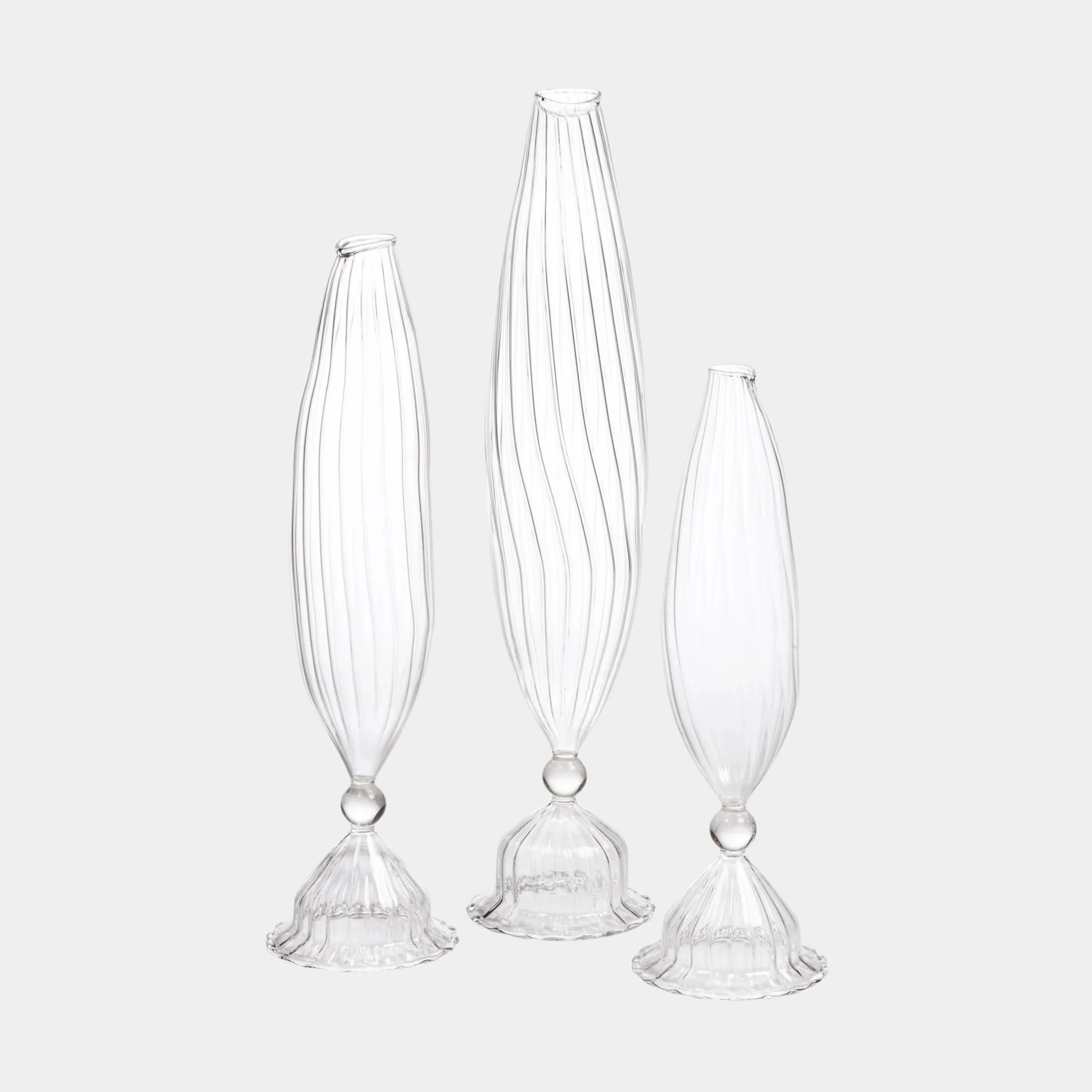 Flo Set Optic Glass Vases -10 inch (Set of 2) - Image 3