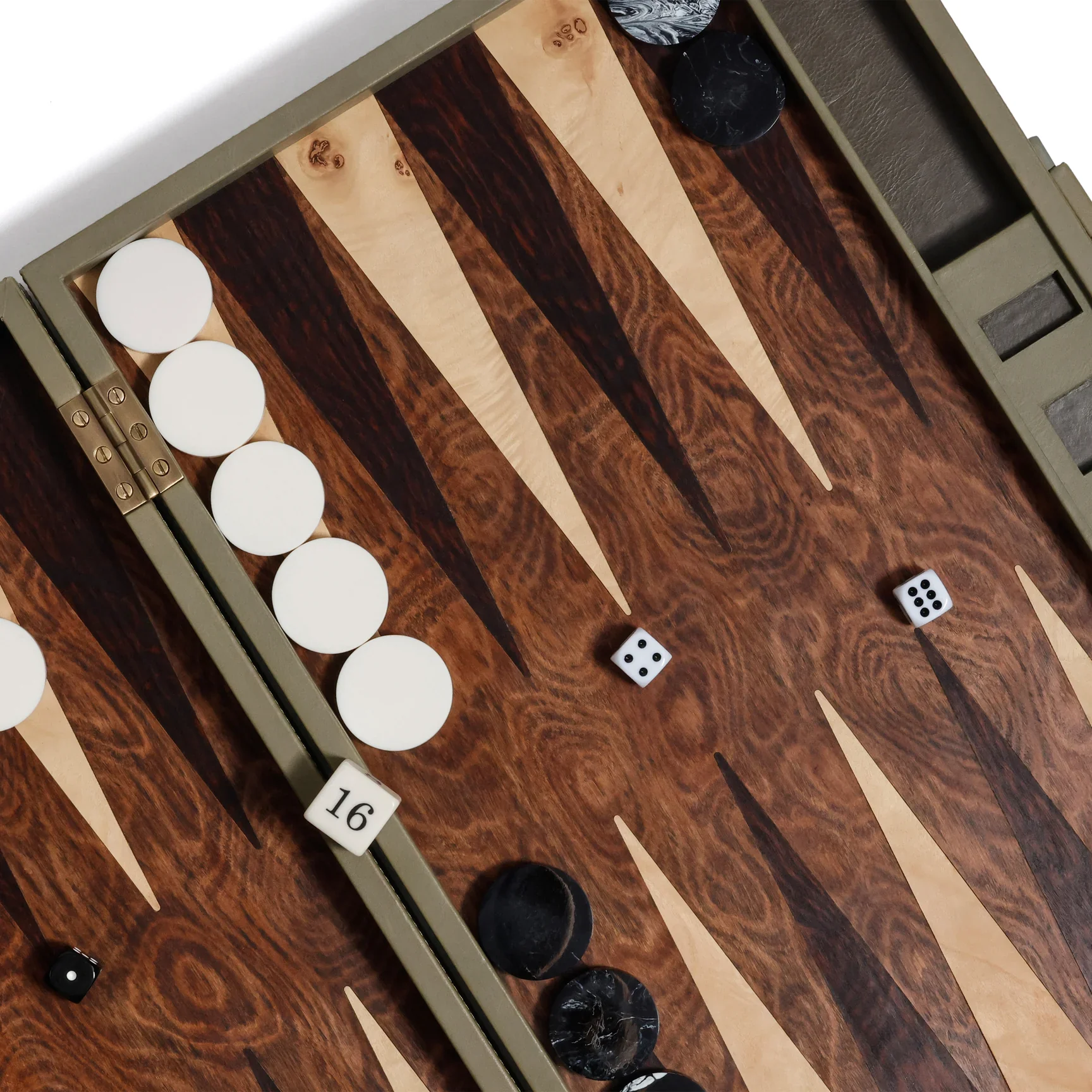 Geneva 19 in Backgammon Set - Dusty Green Leather - Image 10