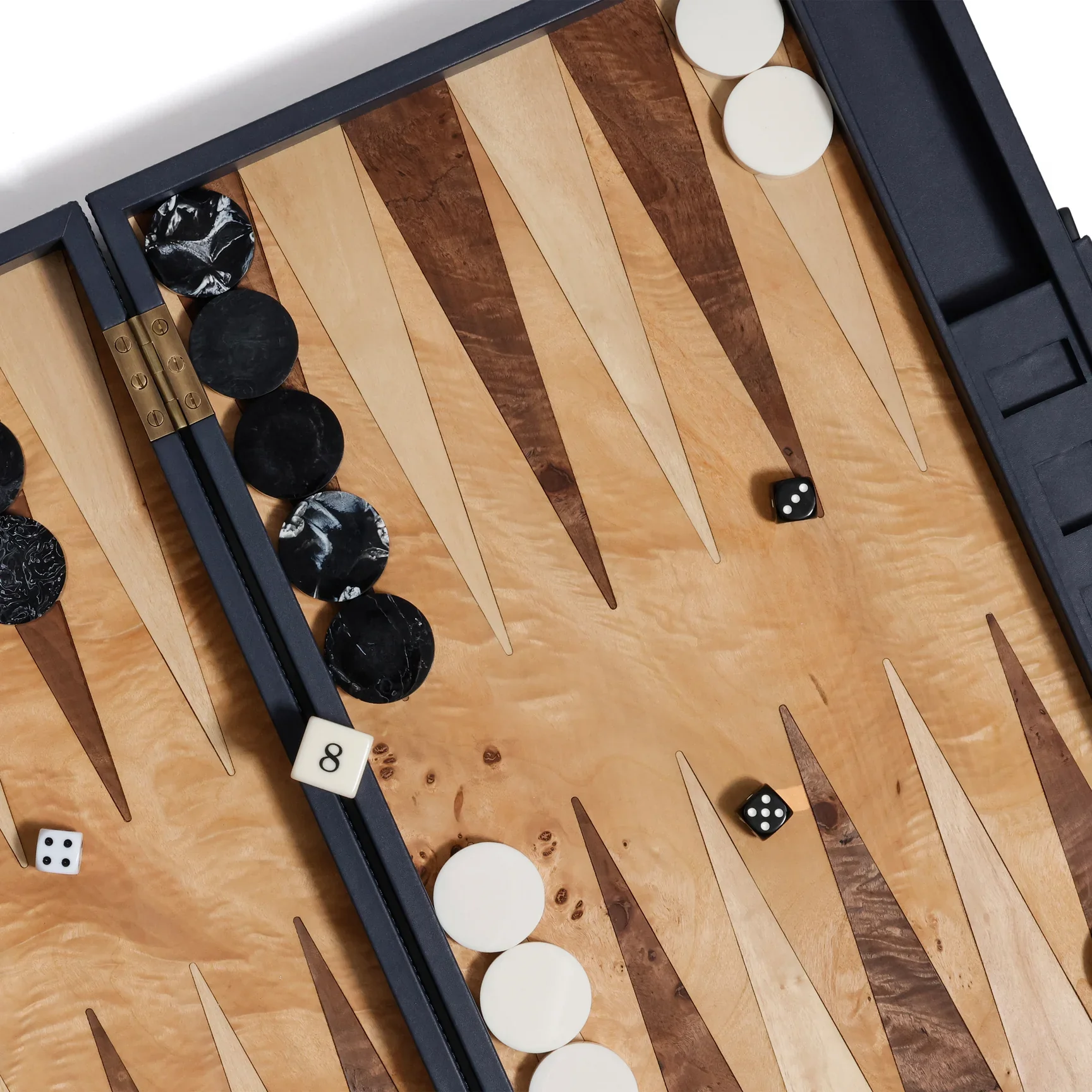 Geneva 19 in Backgammon Set - Marine Blue Leather - Image 9