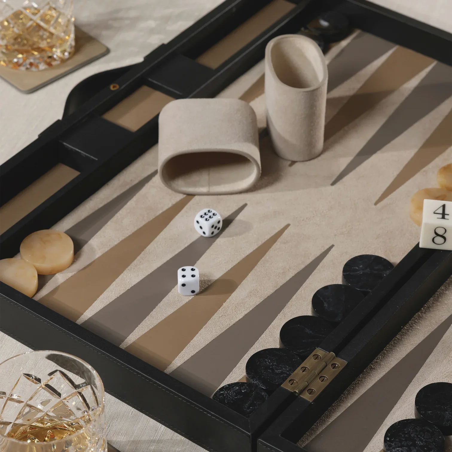 Geneva 19 in Backgammon Set - Midnight Black Leather - Image 5