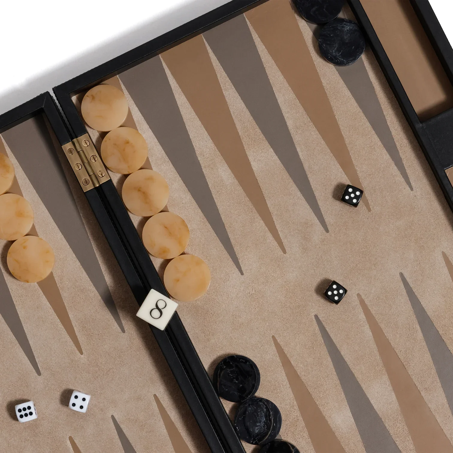 Geneva 19 in Backgammon Set - Midnight Black Leather - Image 9