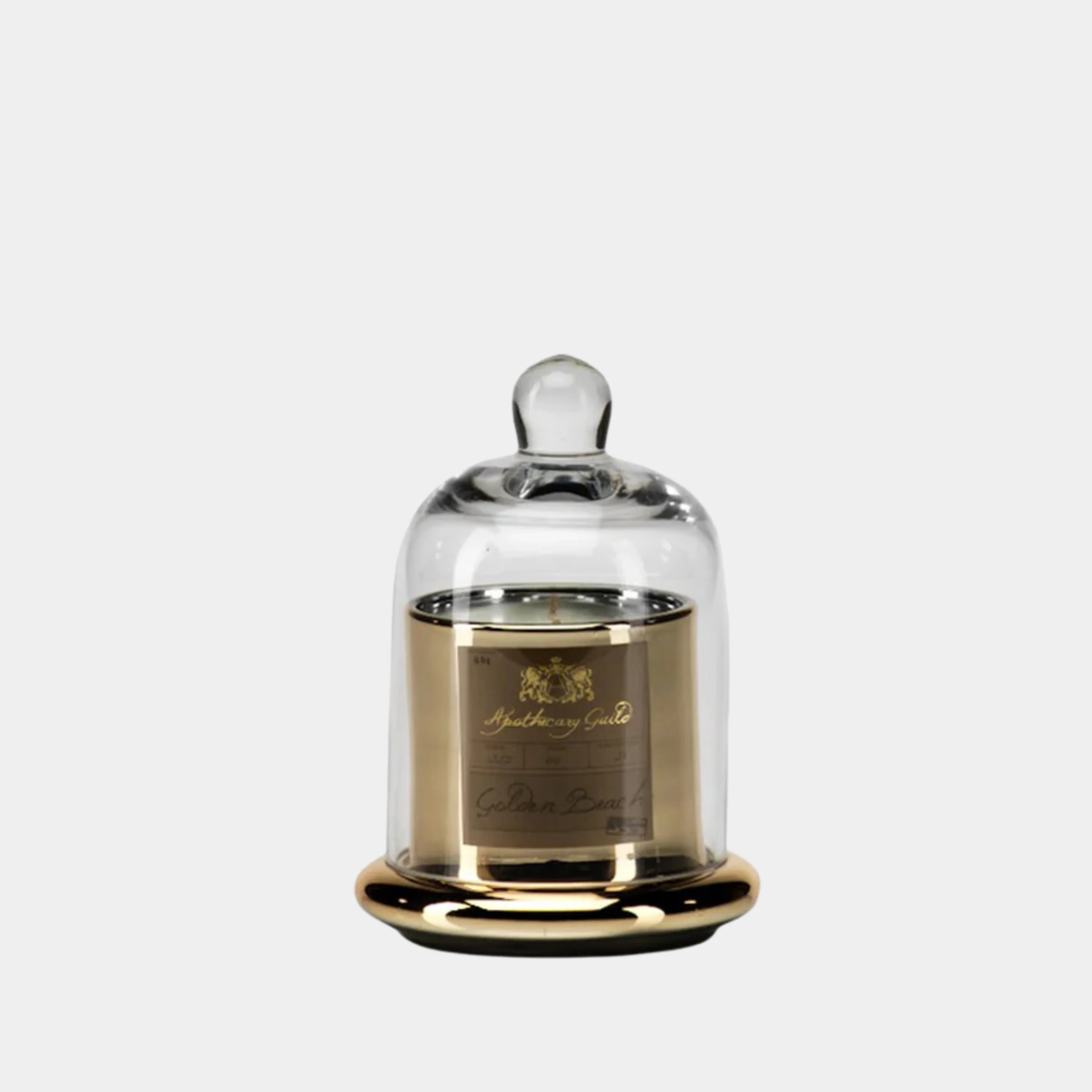 Golden Beach Scented Candle in Glass Jar with Bell Cloche (Set of 2), Small