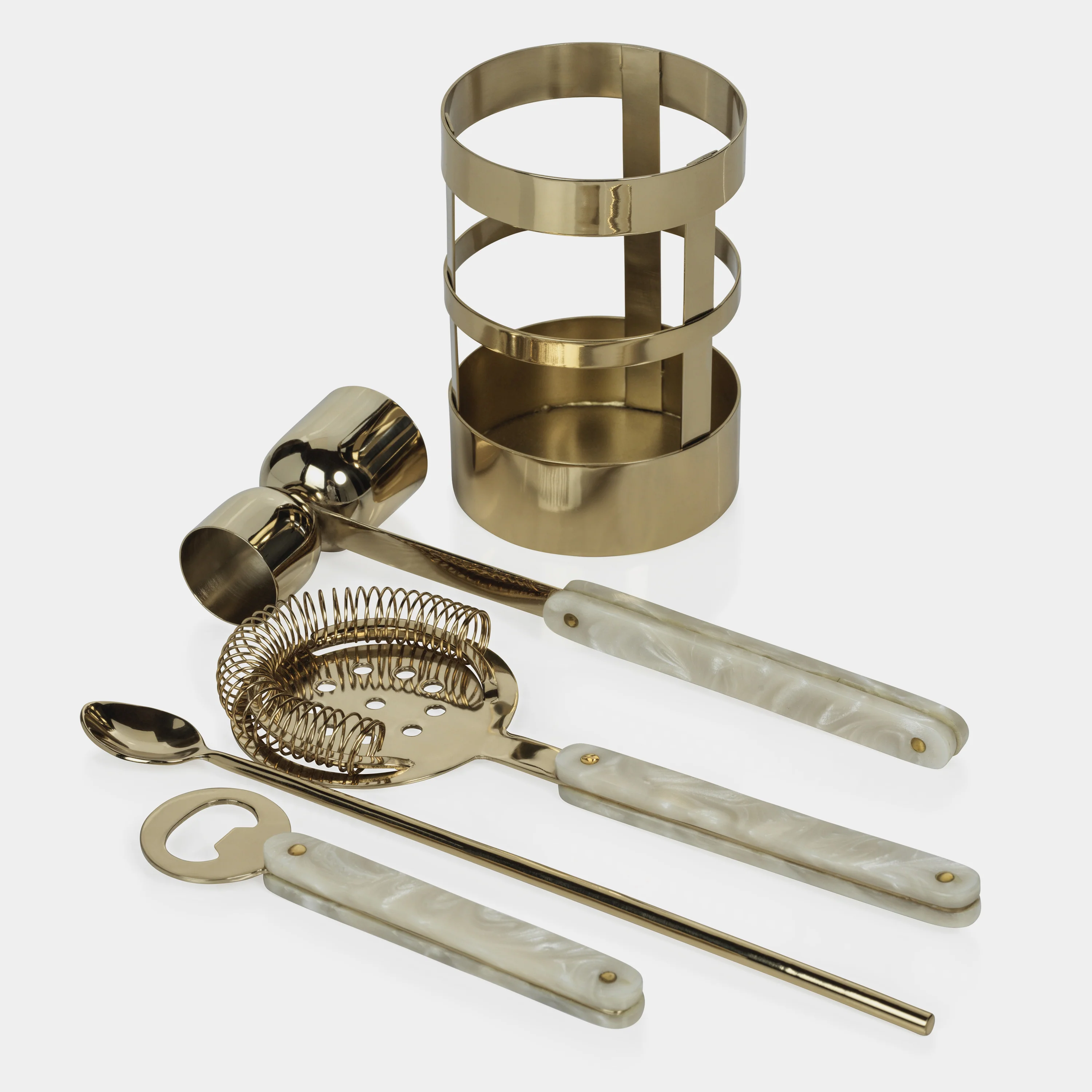 Knightsbridge Five Piece Bar Set in Gold - Image 3