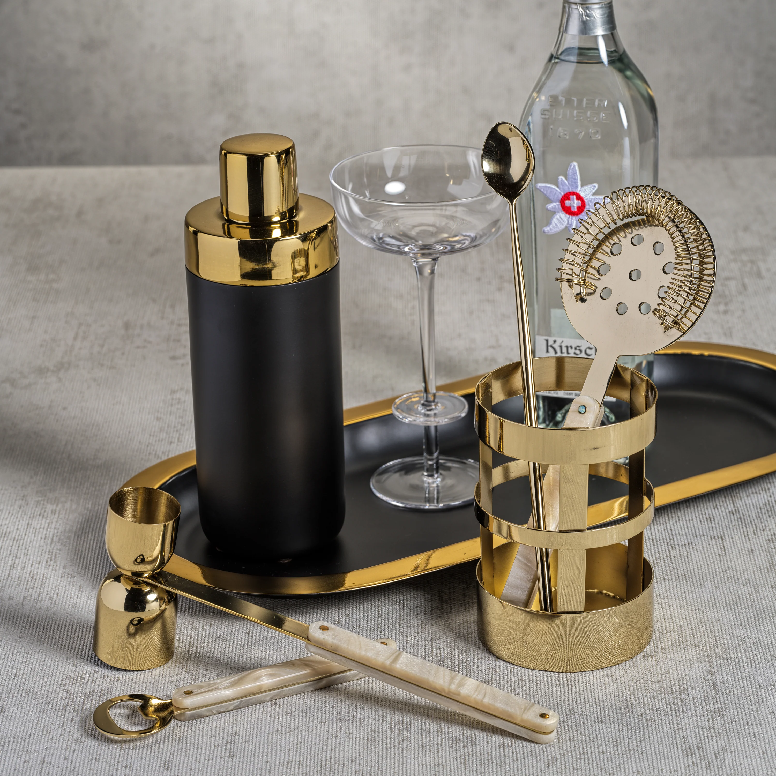 Knightsbridge Five Piece Bar Set in Gold - Image 4