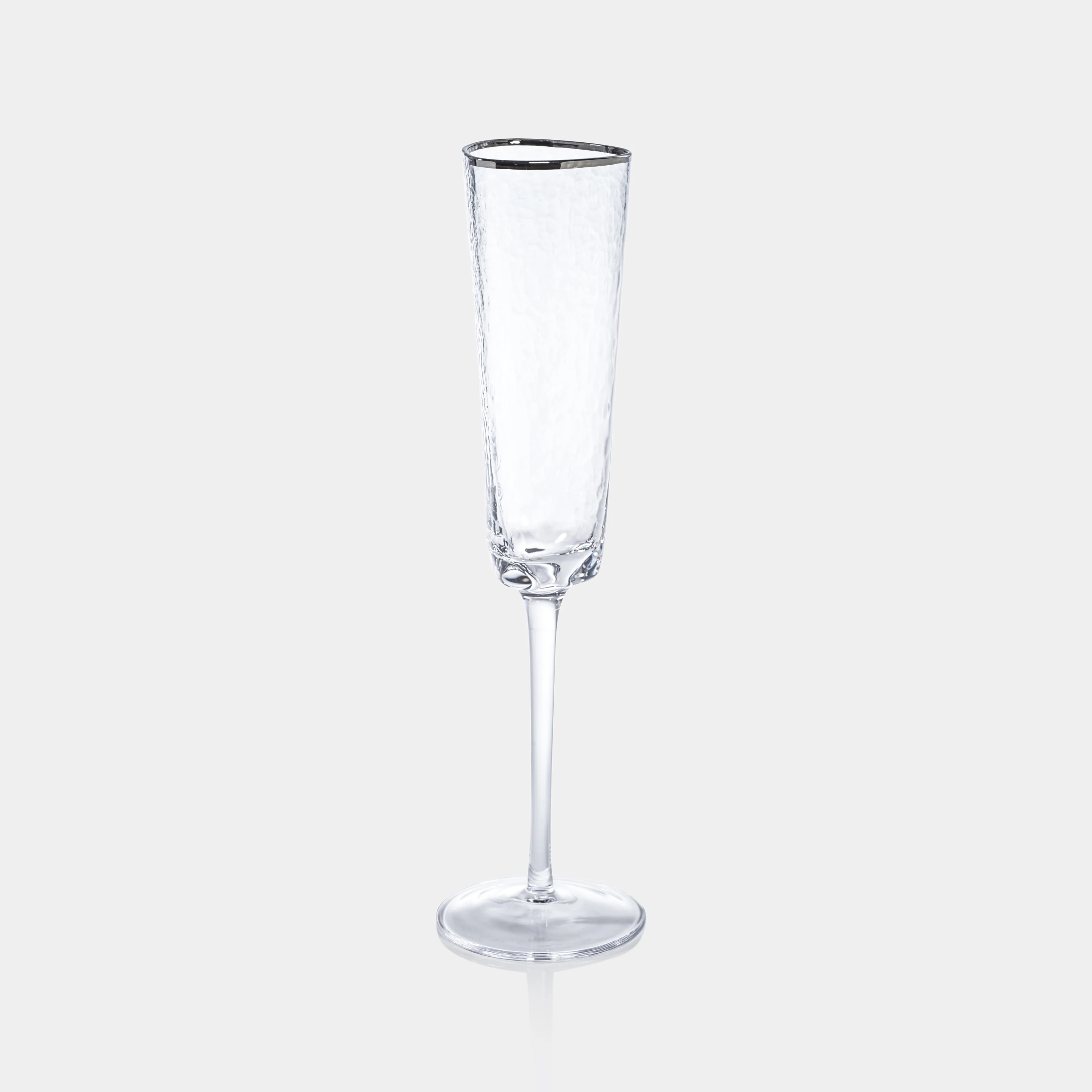Aperitivo Hammered Champagne Flutes with Platinum Rim (Set of 4)