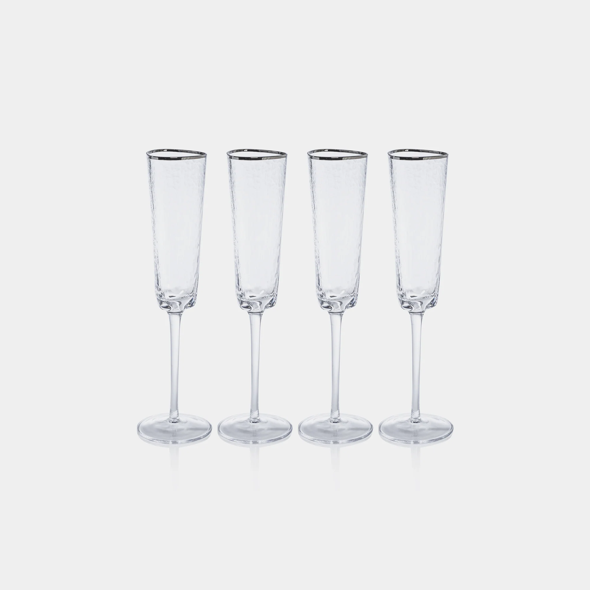 Aperitivo Hammered Champagne Flutes with Platinum Rim (Set of 4) - Image 2