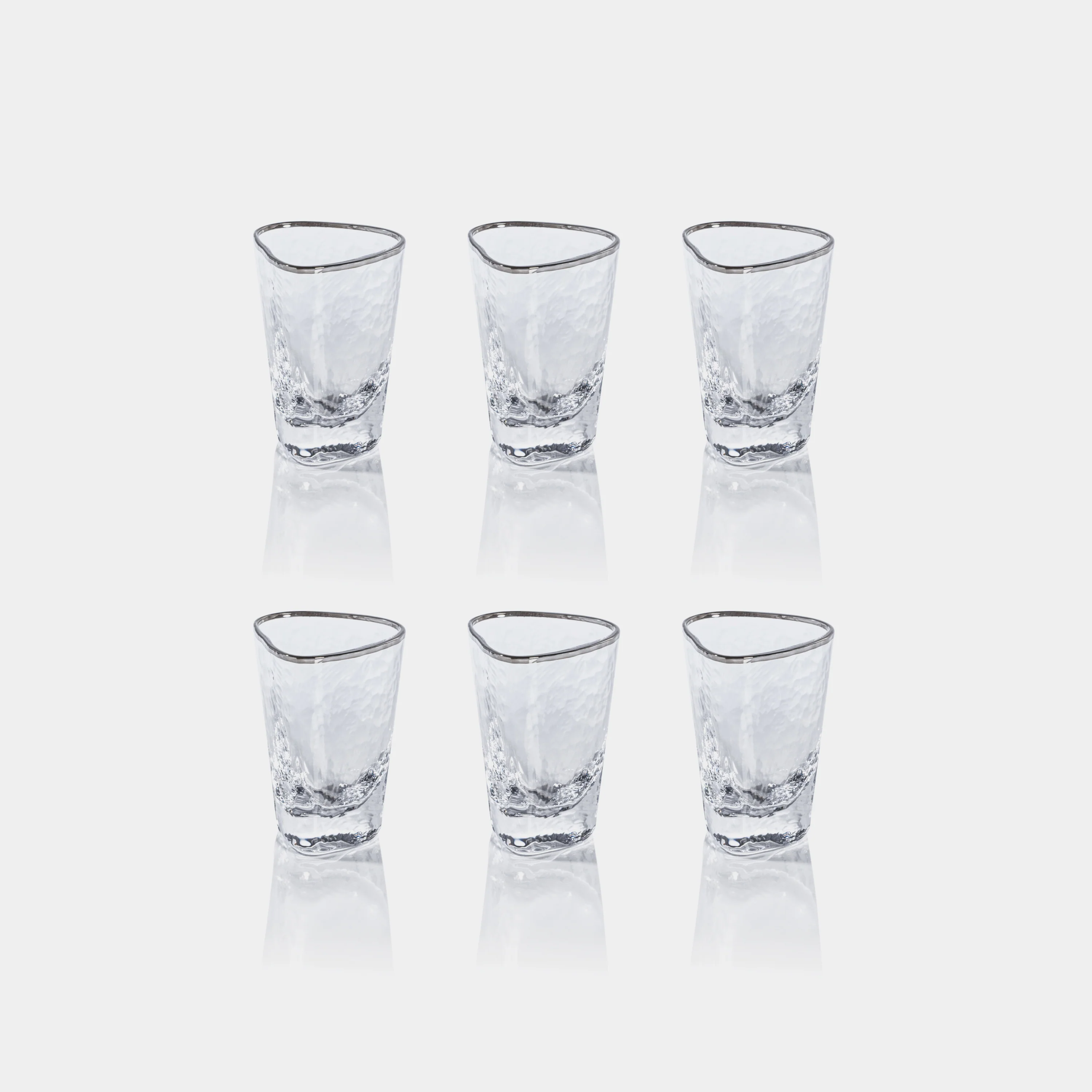 Aperitivo Hammered Shot Glasses with Platinum Rim (Set of 6) - Image 2