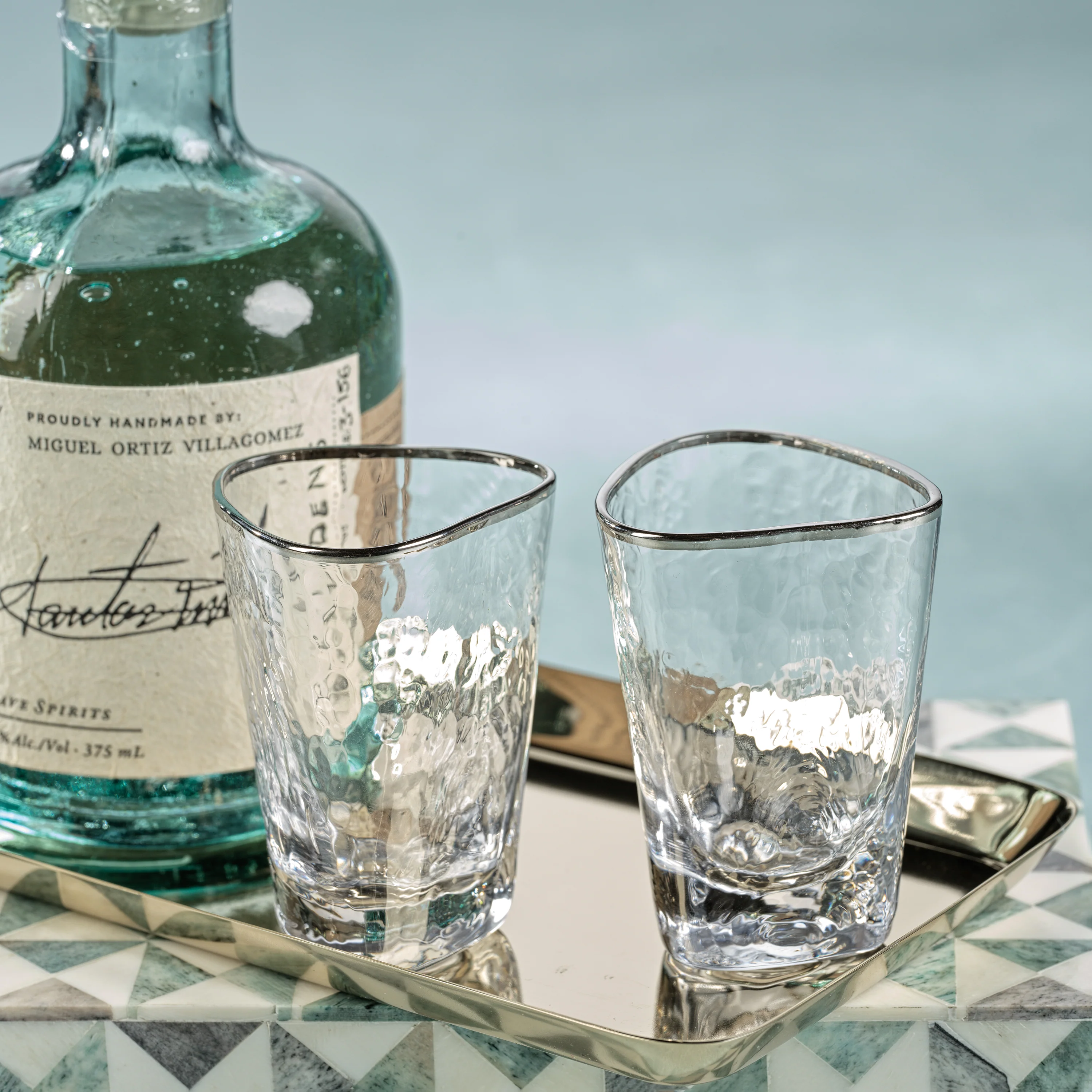 Aperitivo Hammered Shot Glasses with Platinum Rim (Set of 6) - Image 3