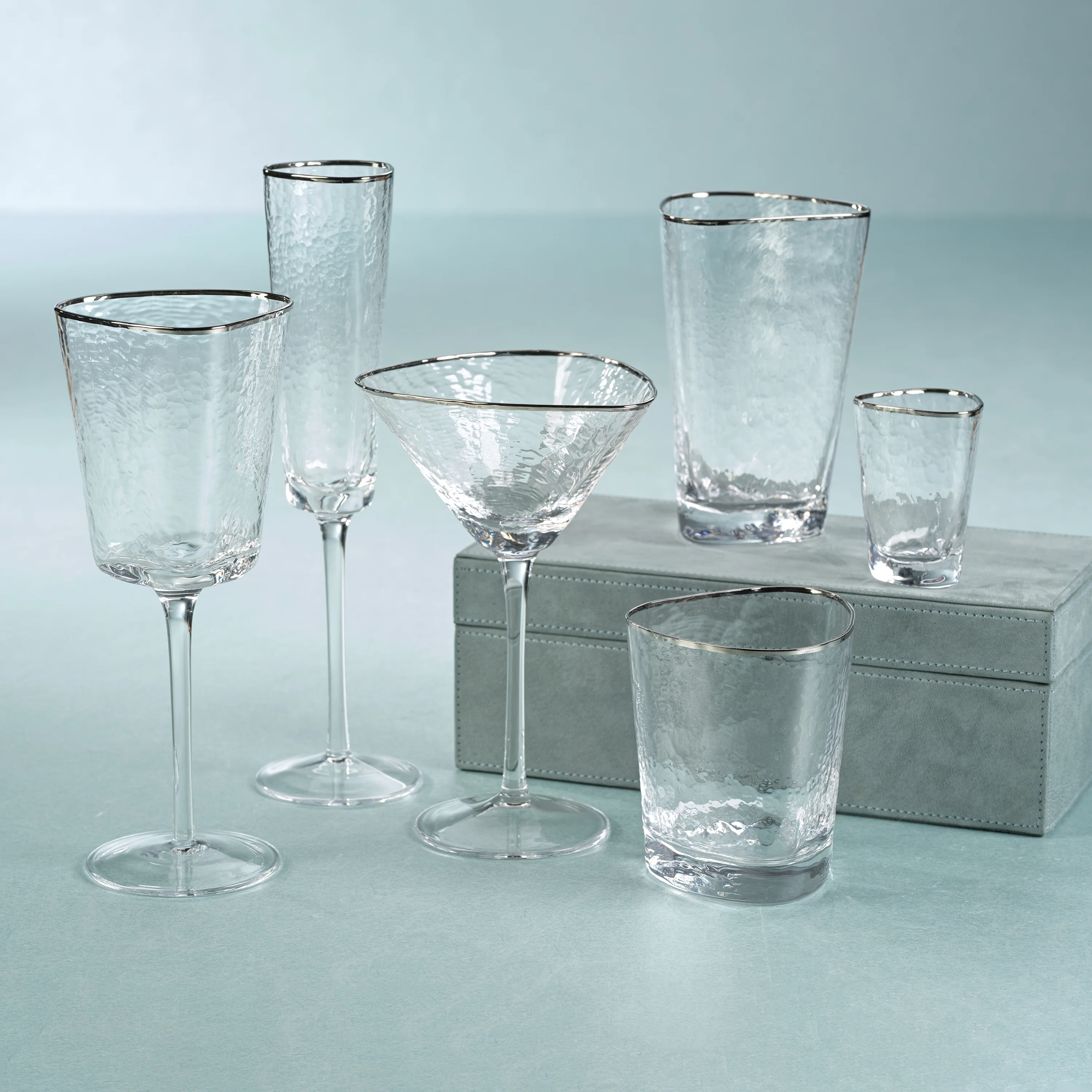 Aperitivo Hammered Shot Glasses with Platinum Rim (Set of 6) - Image 5