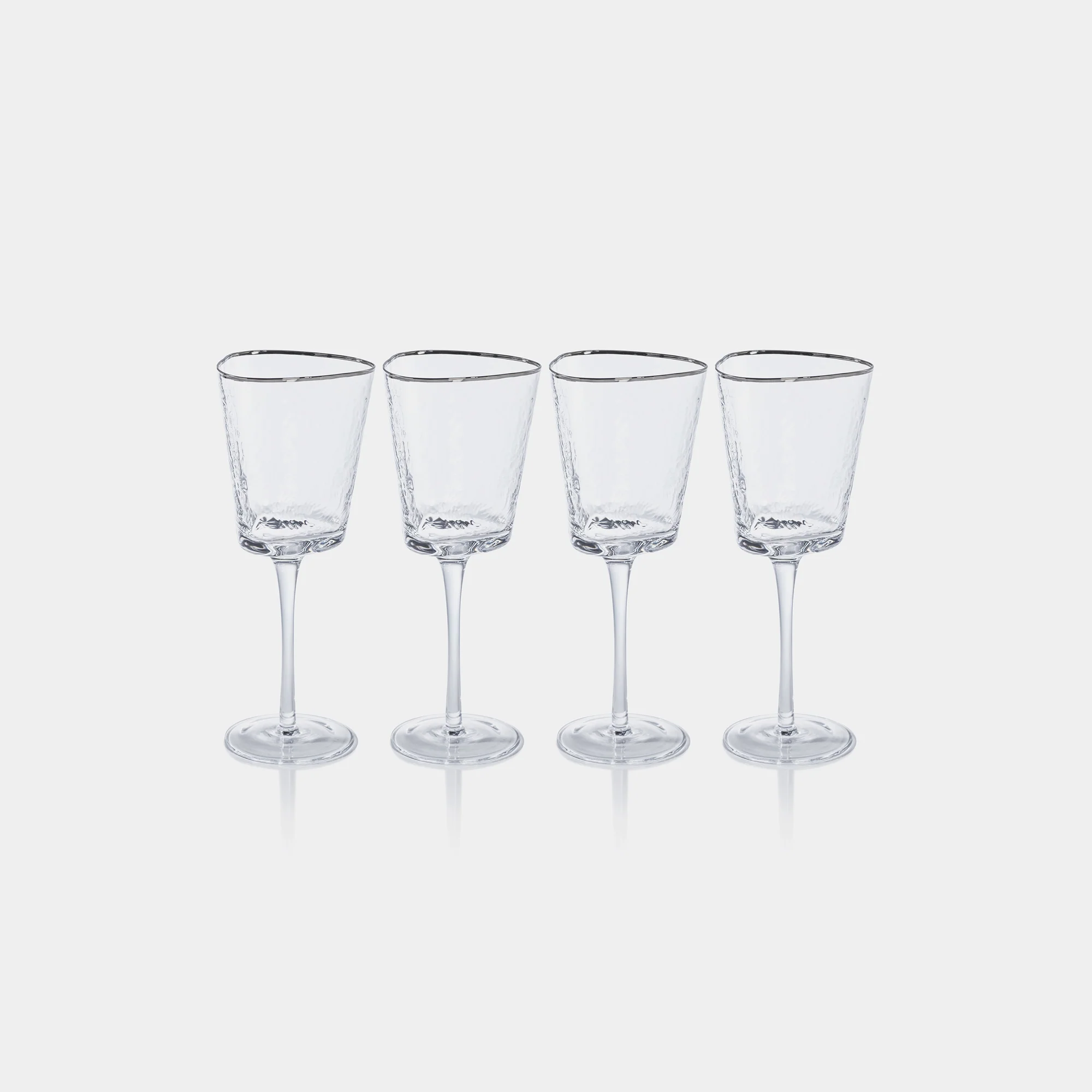 Aperitivo Hammered Wine Glasses with Platinum Rim (Set of 4) - Image 2