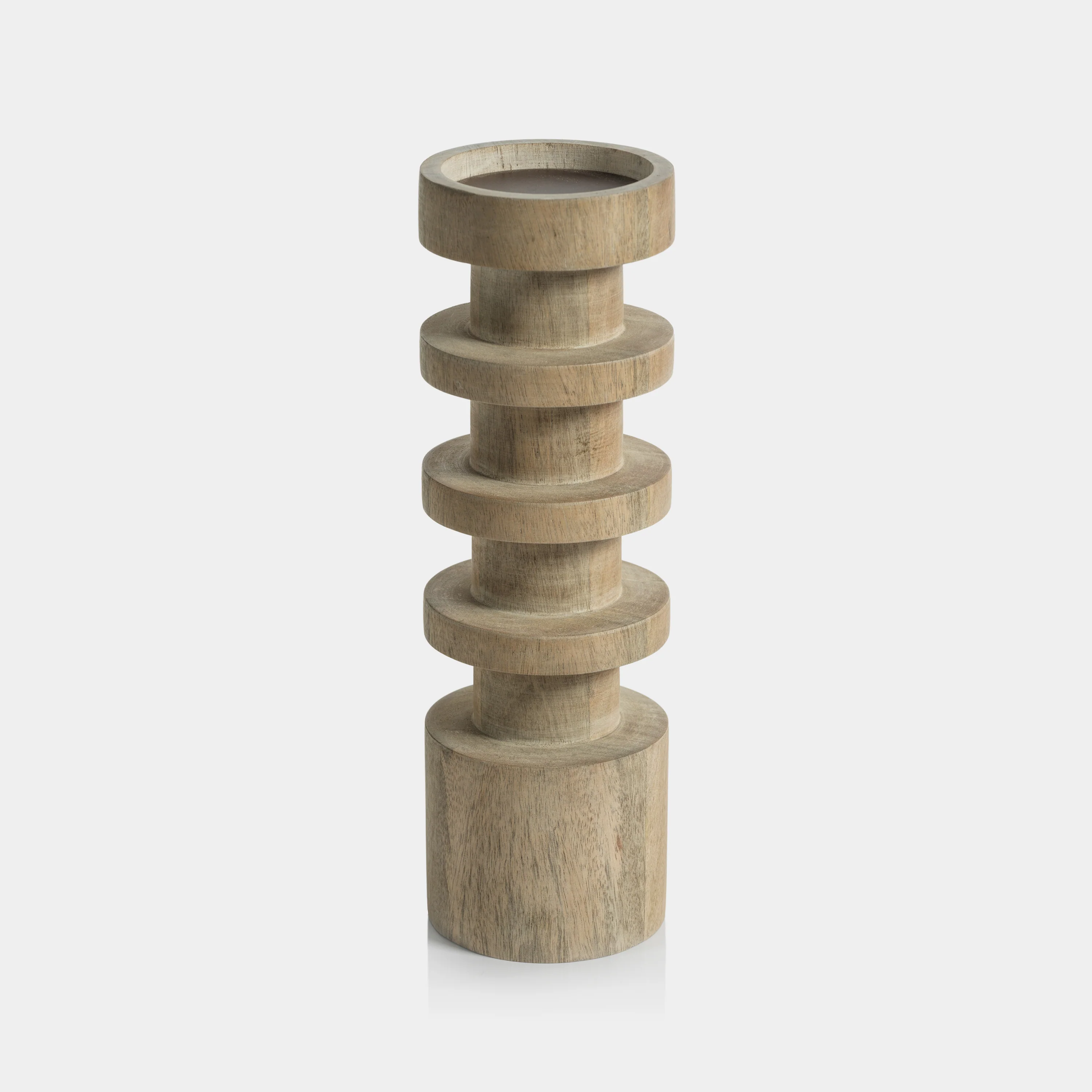 Le Salama Carved Mango Wood Pillar Holder