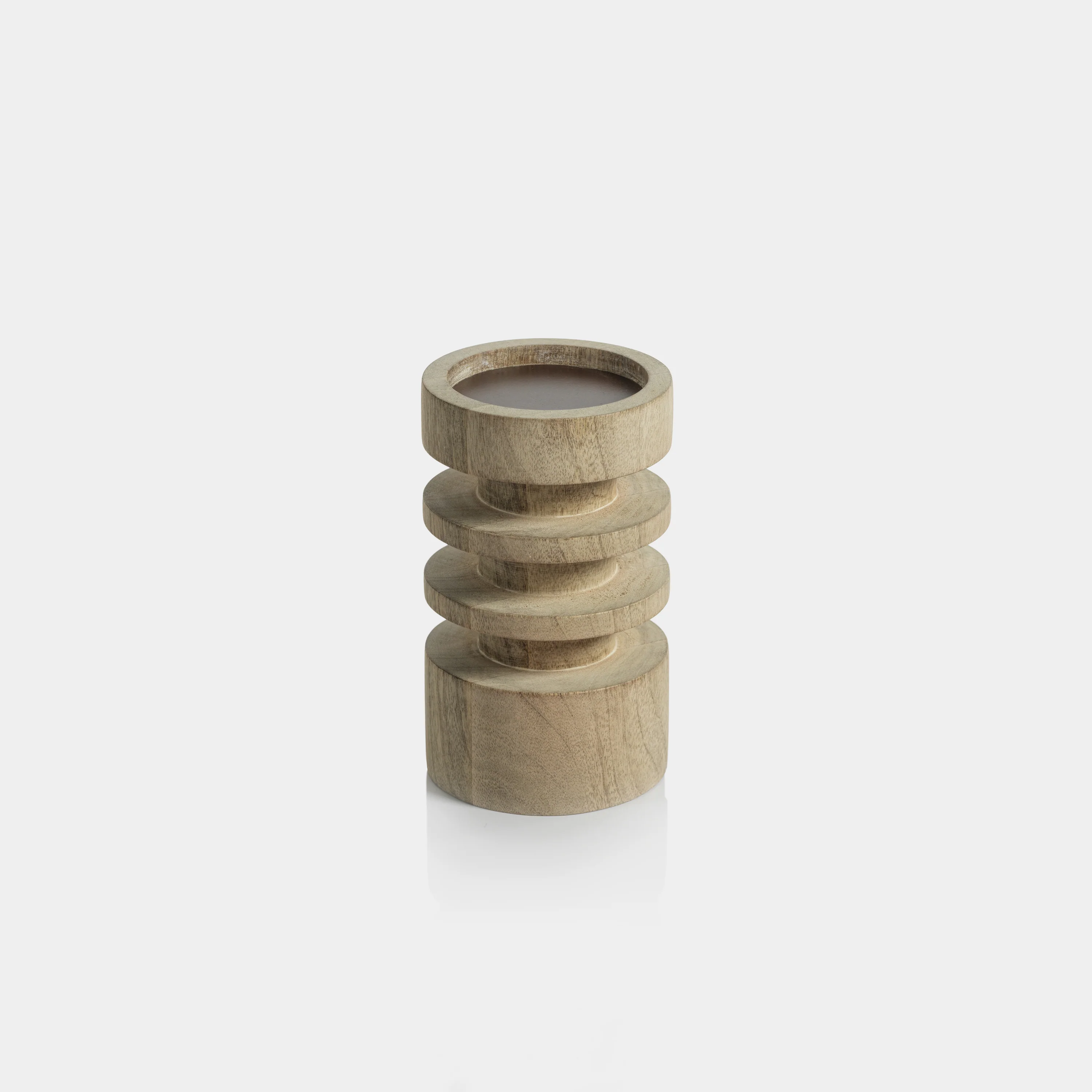Le Salama Carved Mango Wood Pillar Holder
