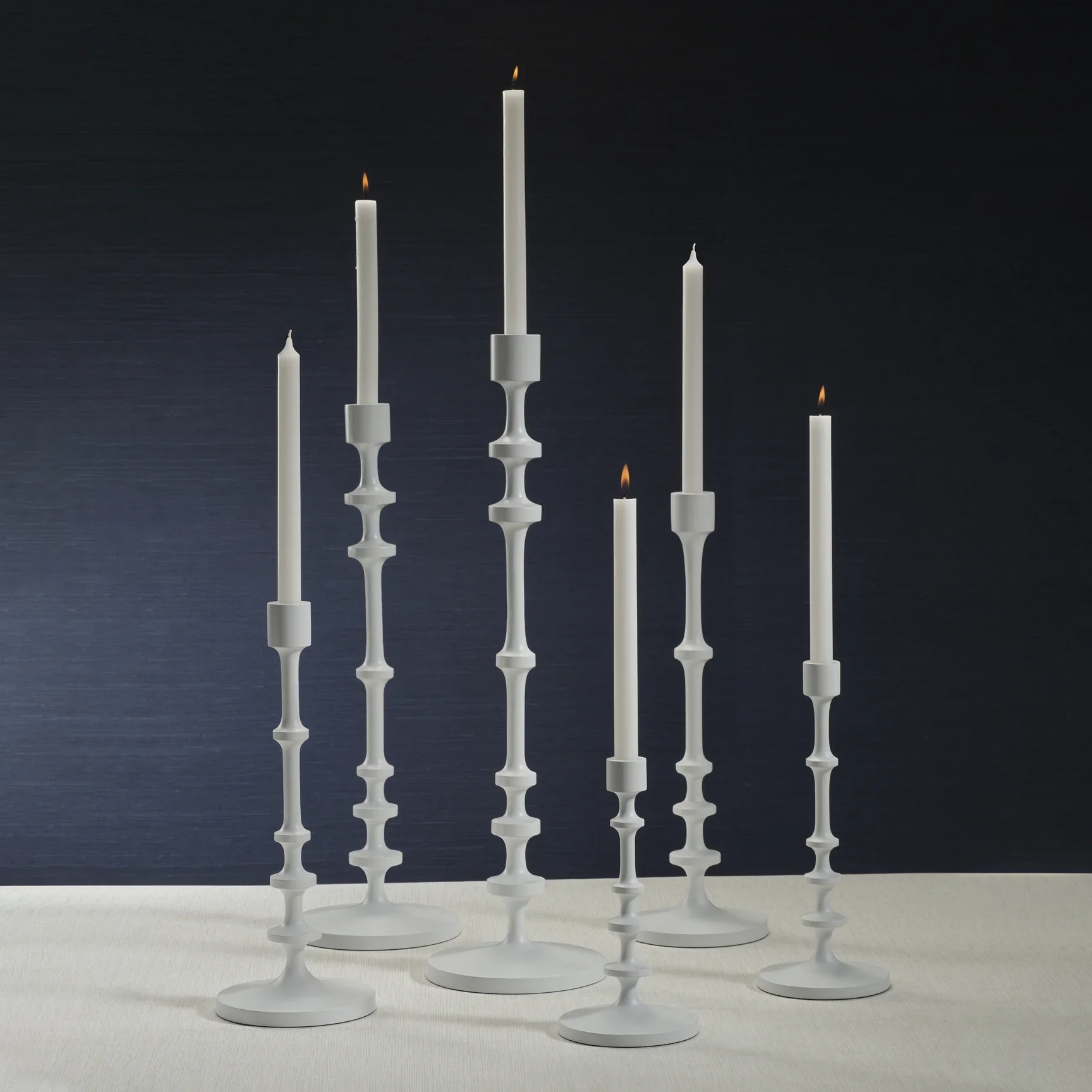 Lilou Matt White Metal Taper Candle Holder, 10 in - Image 2