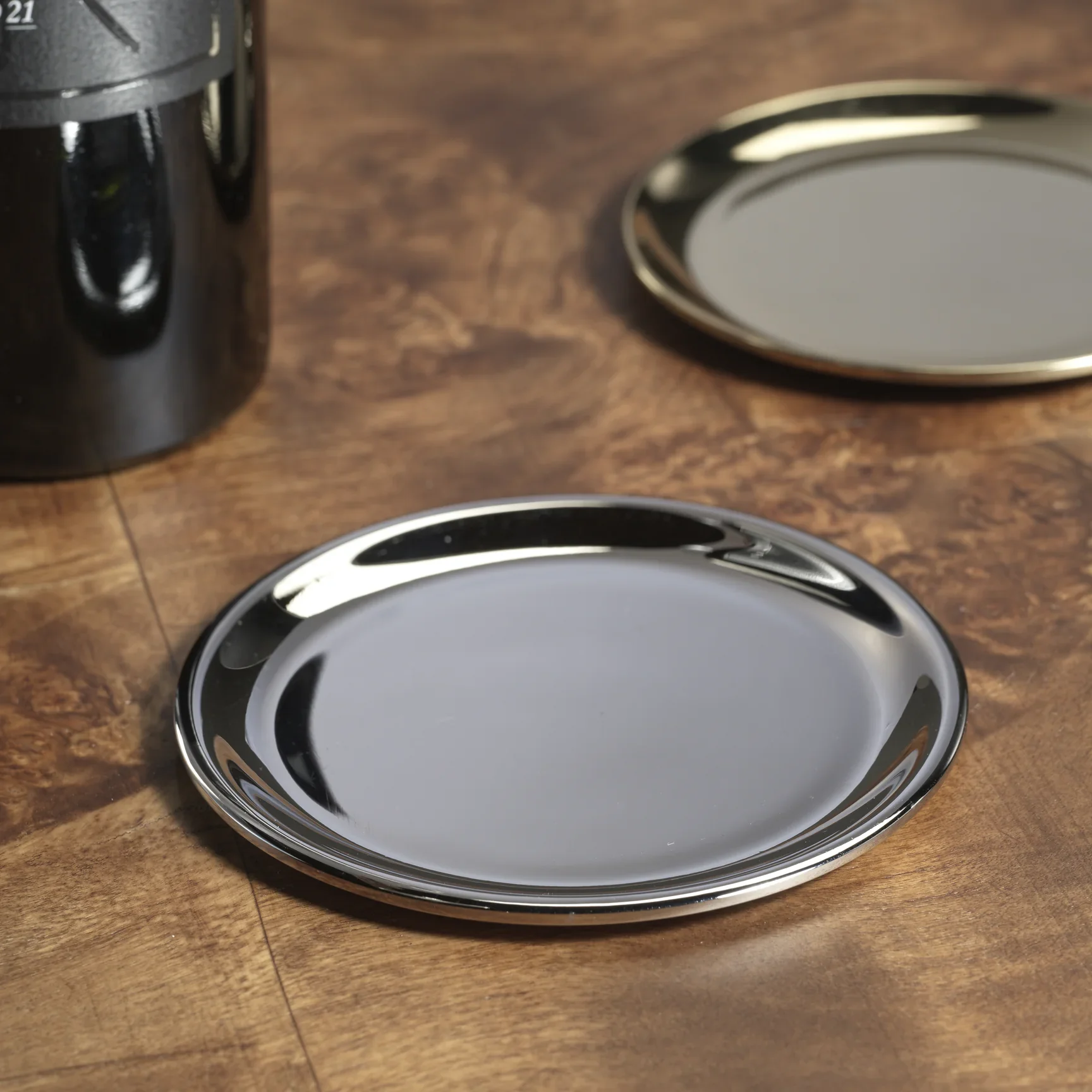 Loire Steel Wine Bottle Coasters (Set of 4) Nickel - Image 2