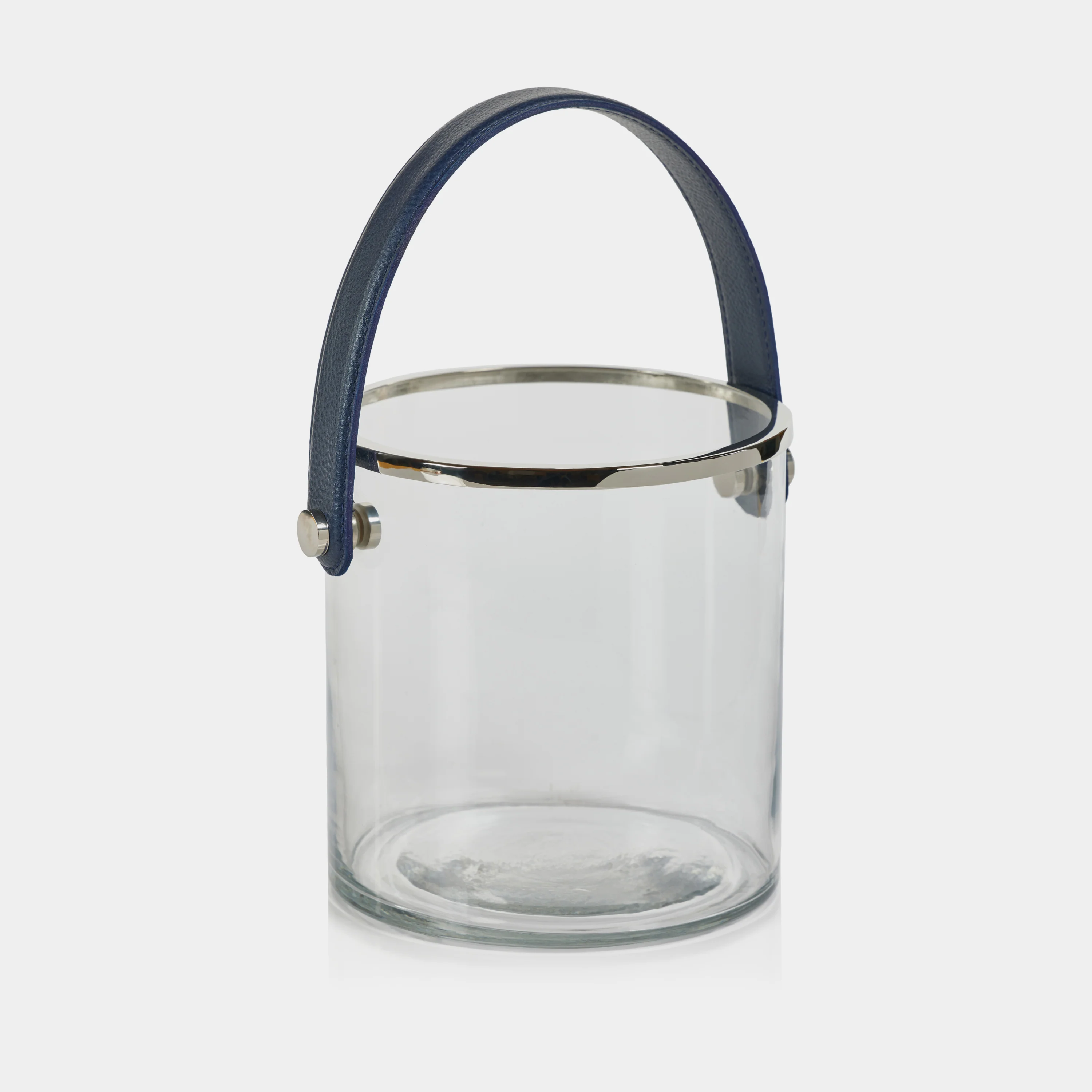 Laguna Glass, Nickel & Leather Ice Bucket - Image 2