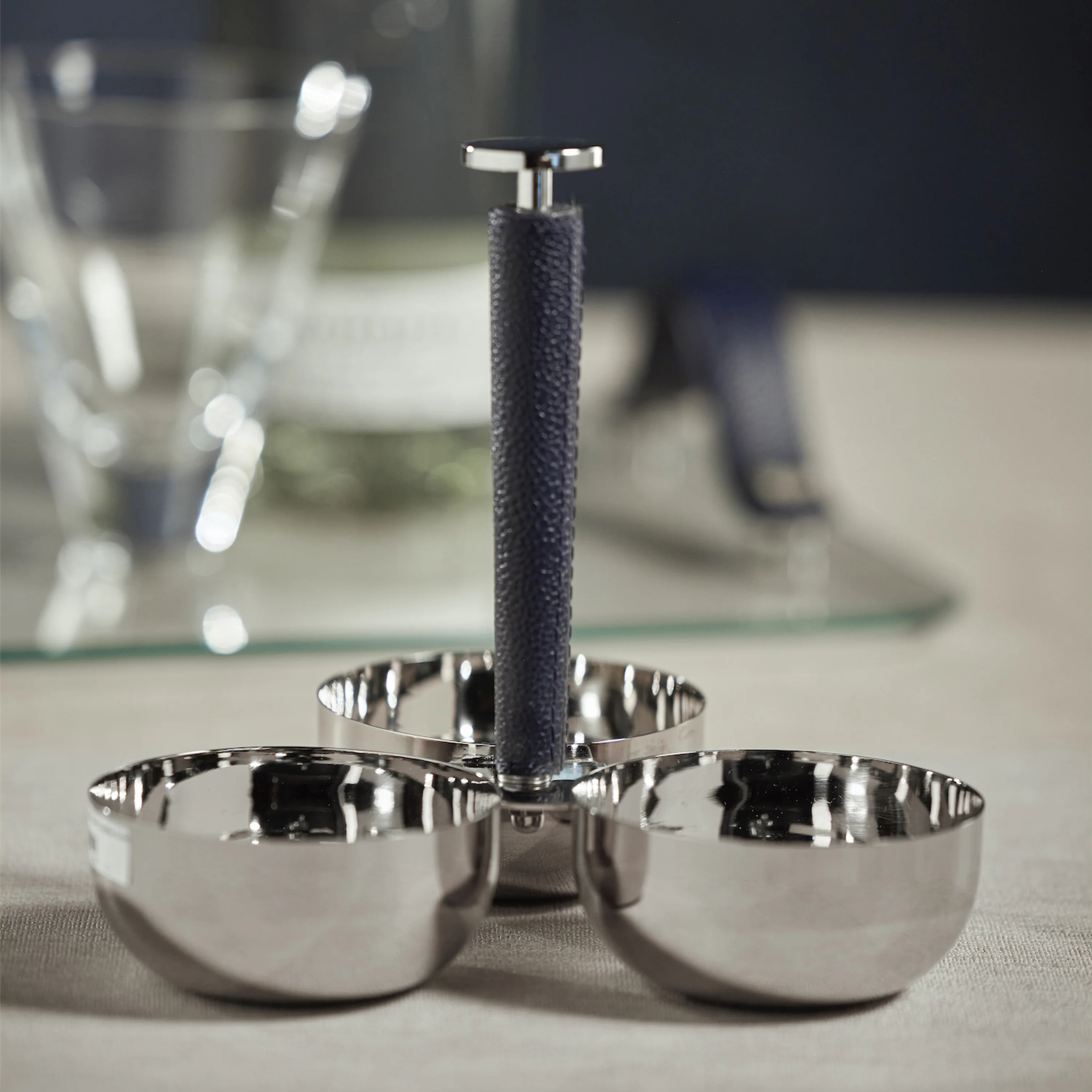 Laguna Nickel & Leather Condiment Set - Image 2