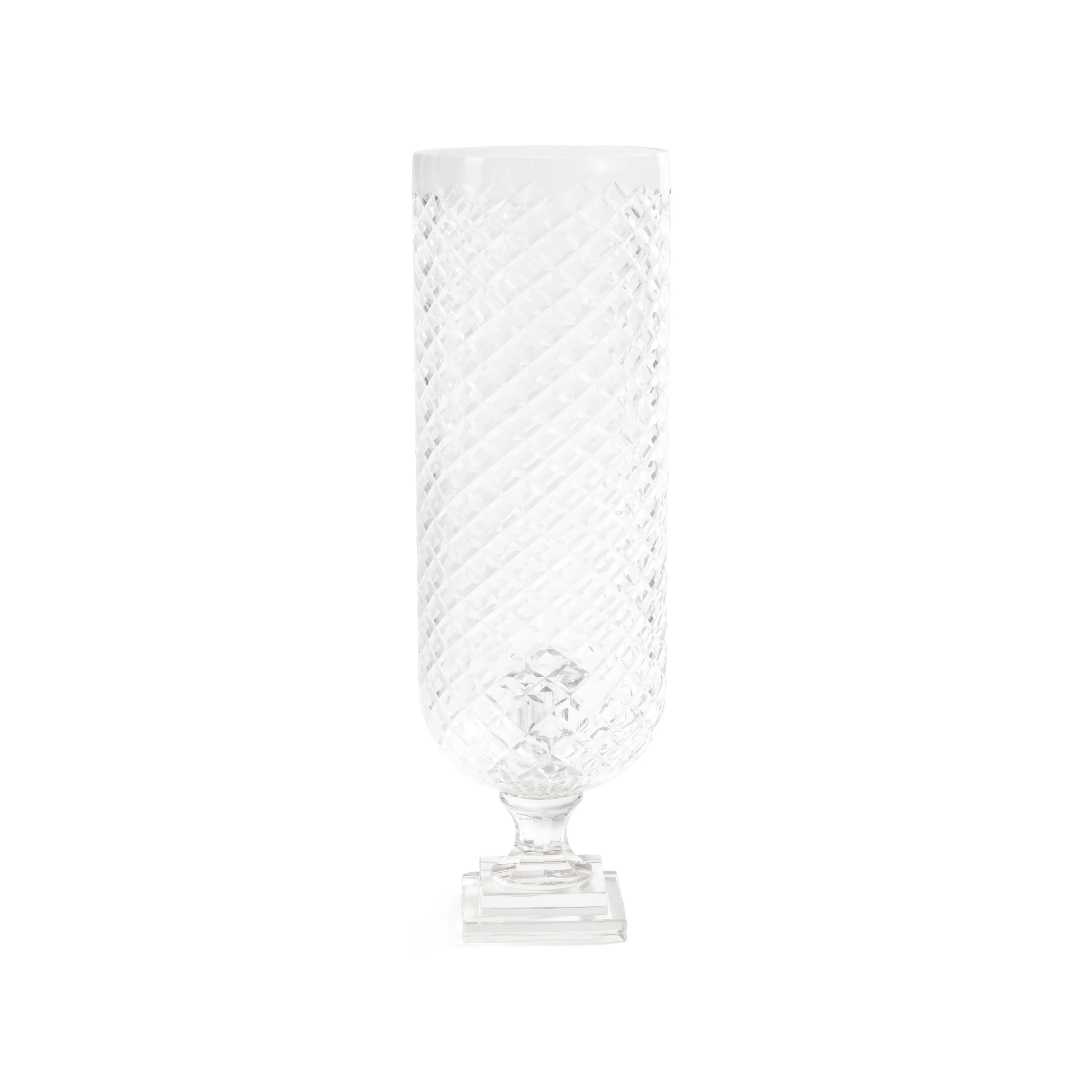 Maison de Verre Diamond Cut Glass Hurricane Taper Holder - 20.5 in