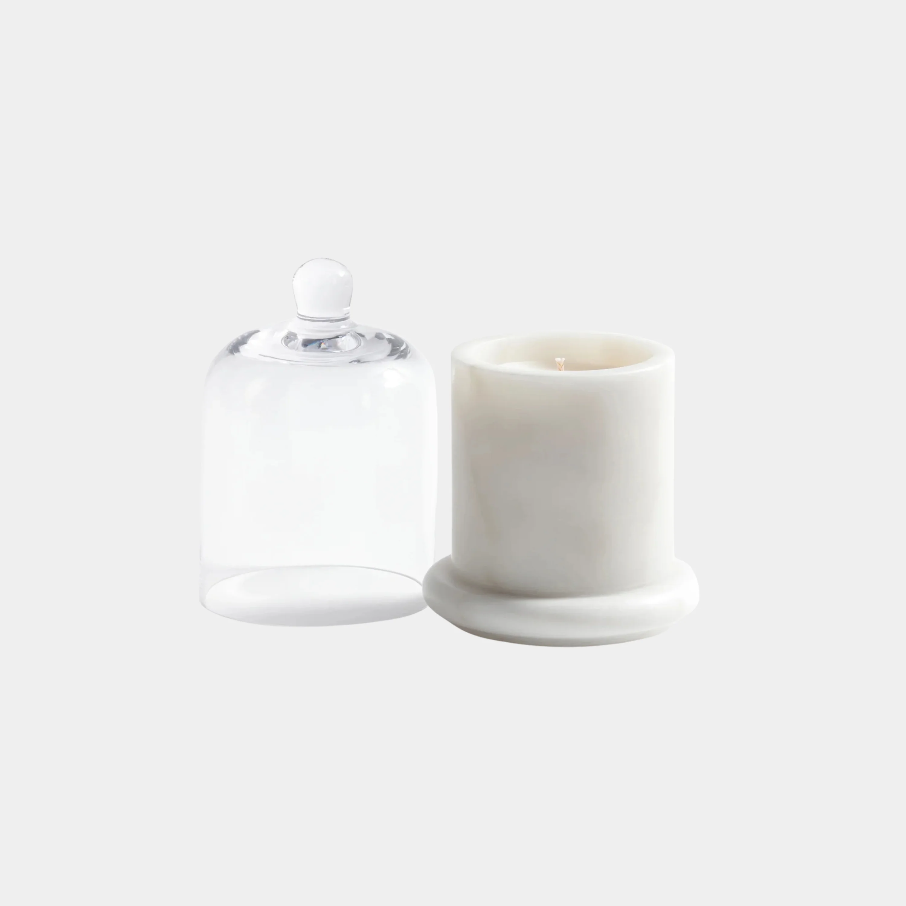 Marbella Scented Candle Jar with Cloche – White Marble - Image 2