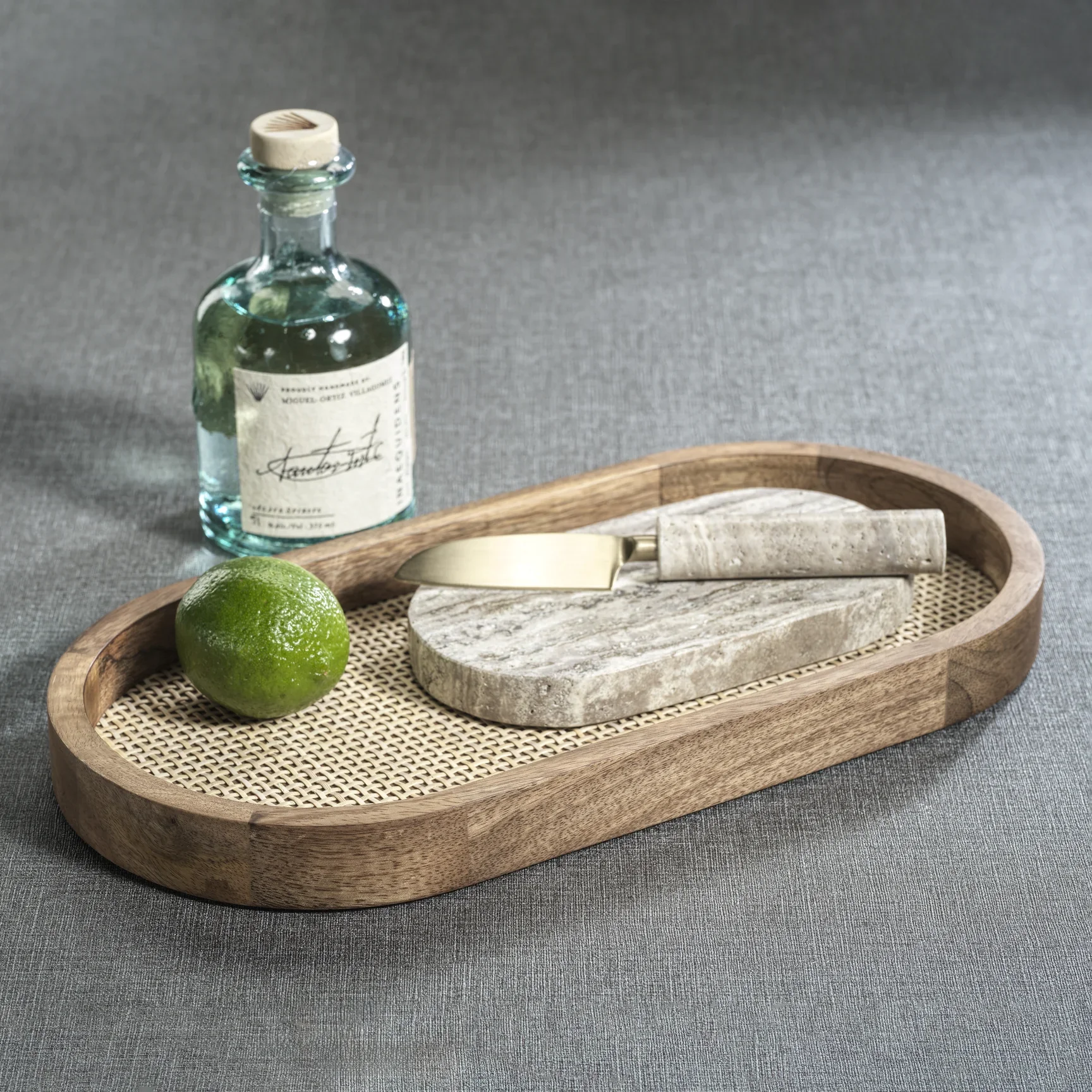 Marble Cutting Board with Cutting Knife, Travertine - Image 4